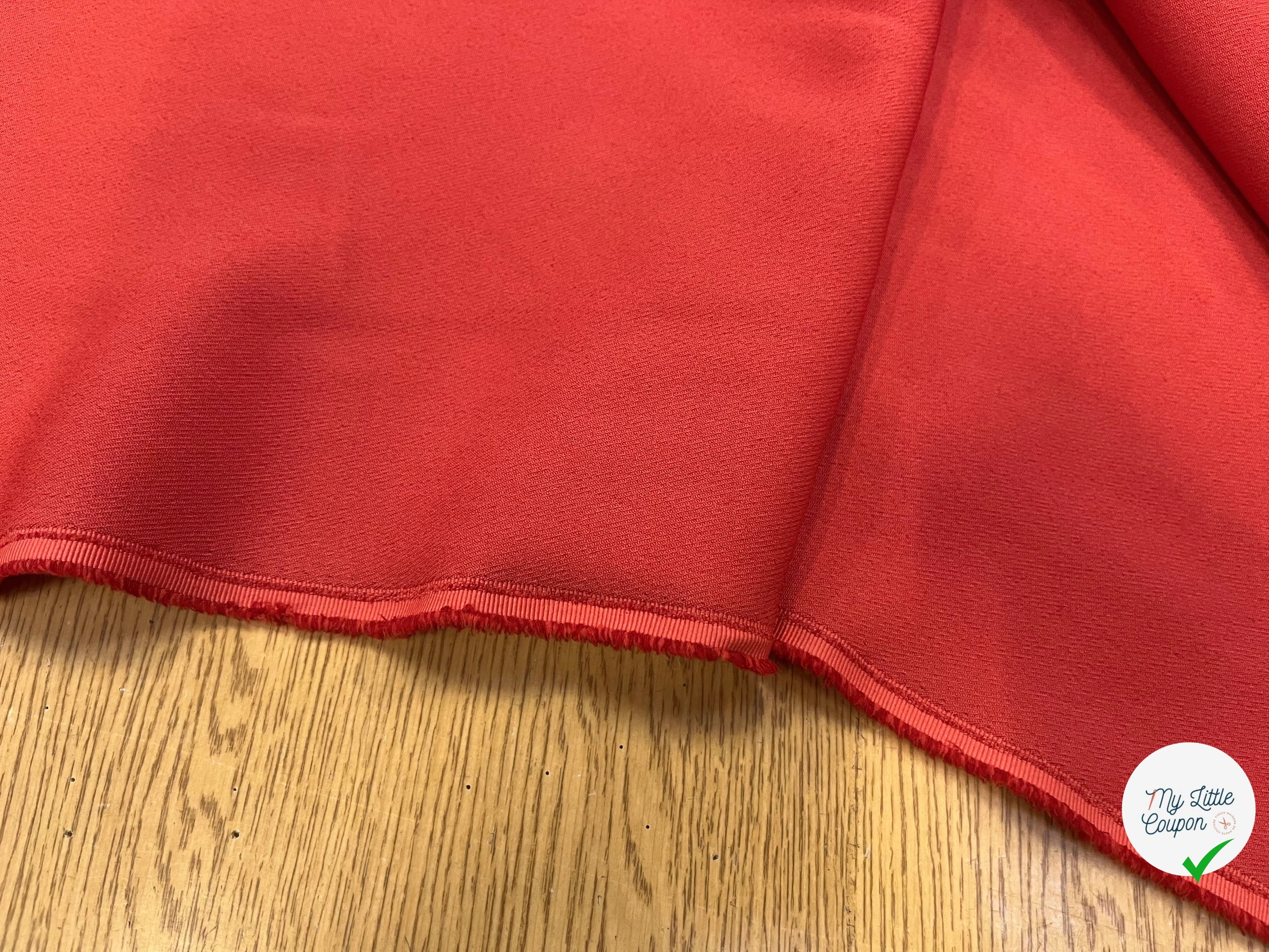 GABARDINE LÈGEREMENT STRIÉE POLYESTER COULEUR POPPY - My Little Coupon