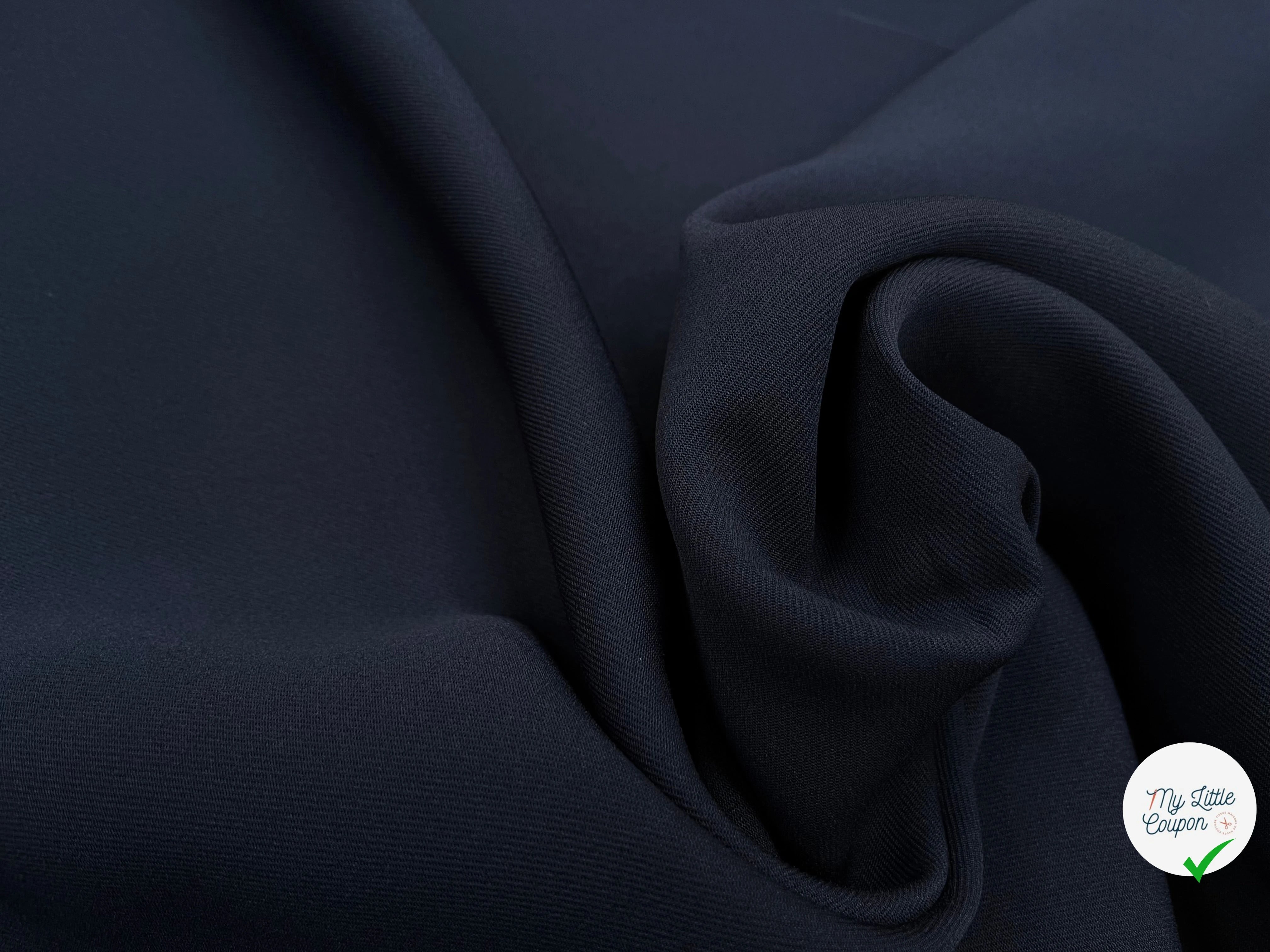 GABARDINE LEGÈREMENT STRIÉE SOUPLE POLYESTER NAVY 130CM - My Little Coupon