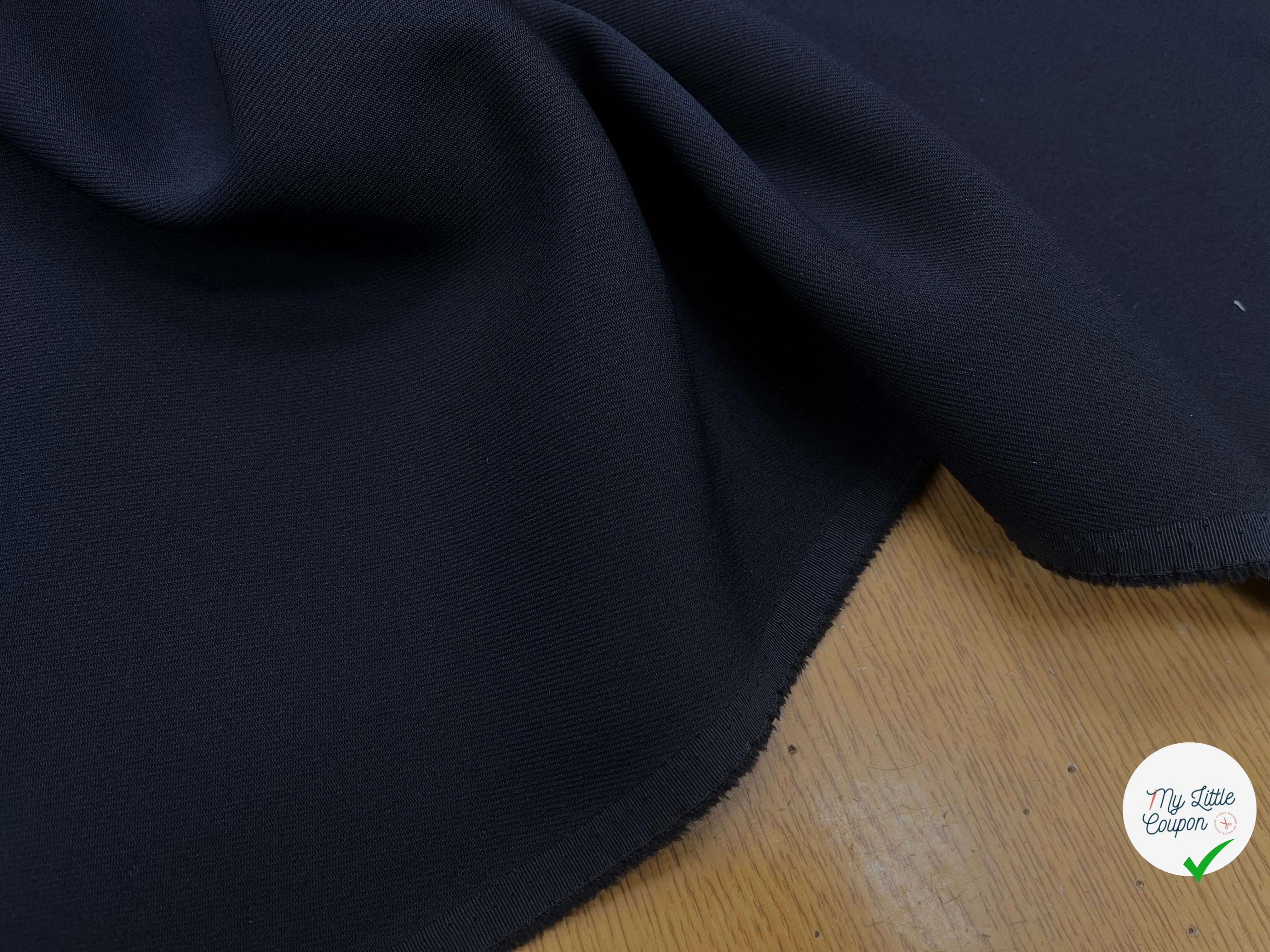 GABARDINE LEGÈREMENT STRIÉE SOUPLE POLYESTER OCÉAN BLUE 130CM - My Little Coupon