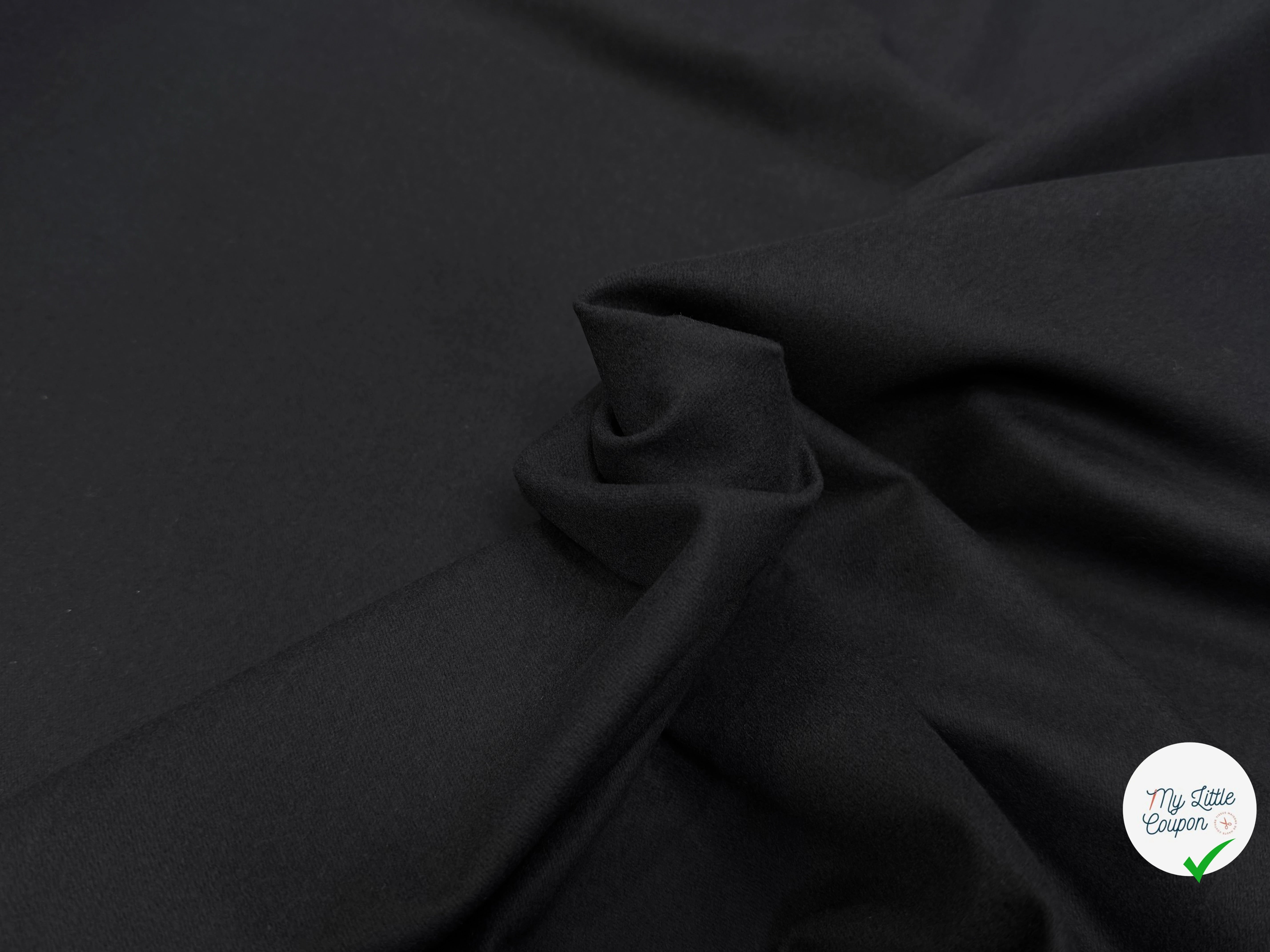 GABARDINE LOURDE COTON GRATTÉ NOIR - My Little Coupon