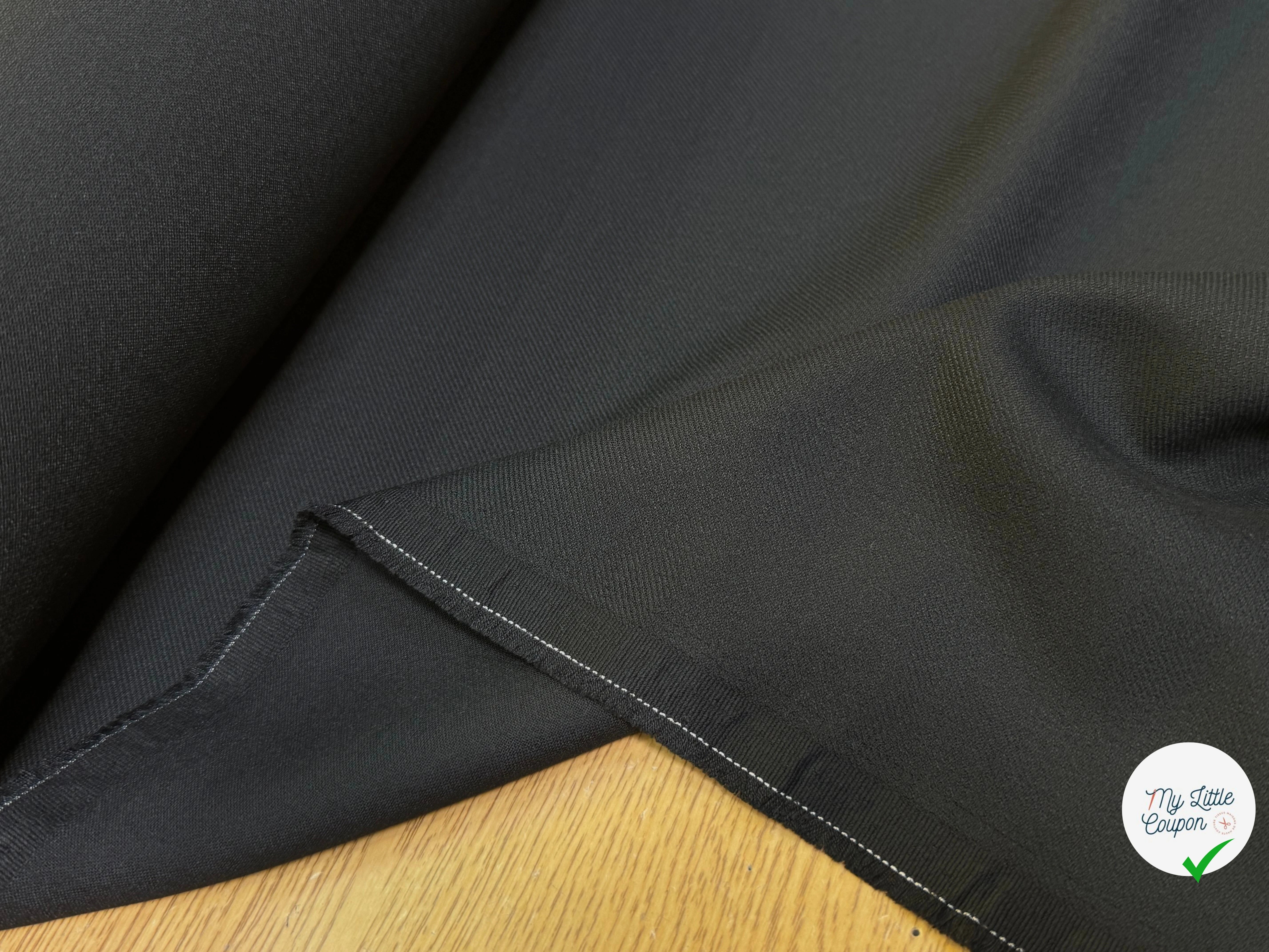 GABARDINE LOURDE POLYCOTON LÉGÈREMENT SATINÉE ET STRIÉE NOIR TRÈS BELLE TENUE - My Little Coupon