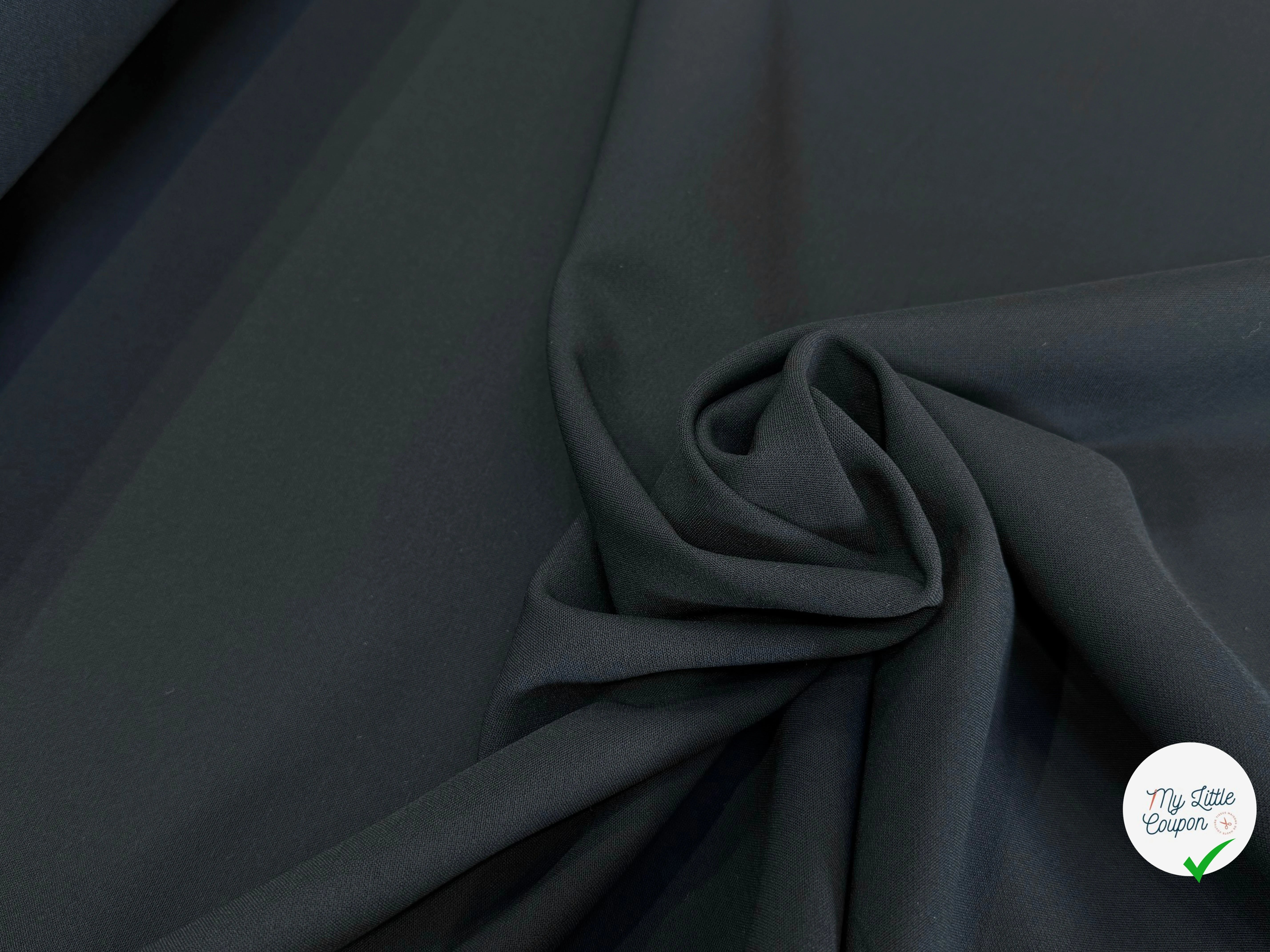 GABARDINE LOURDE POLYVISCOSE STRETCH BELLE TENUE NOIR 27% VI - My Little Coupon