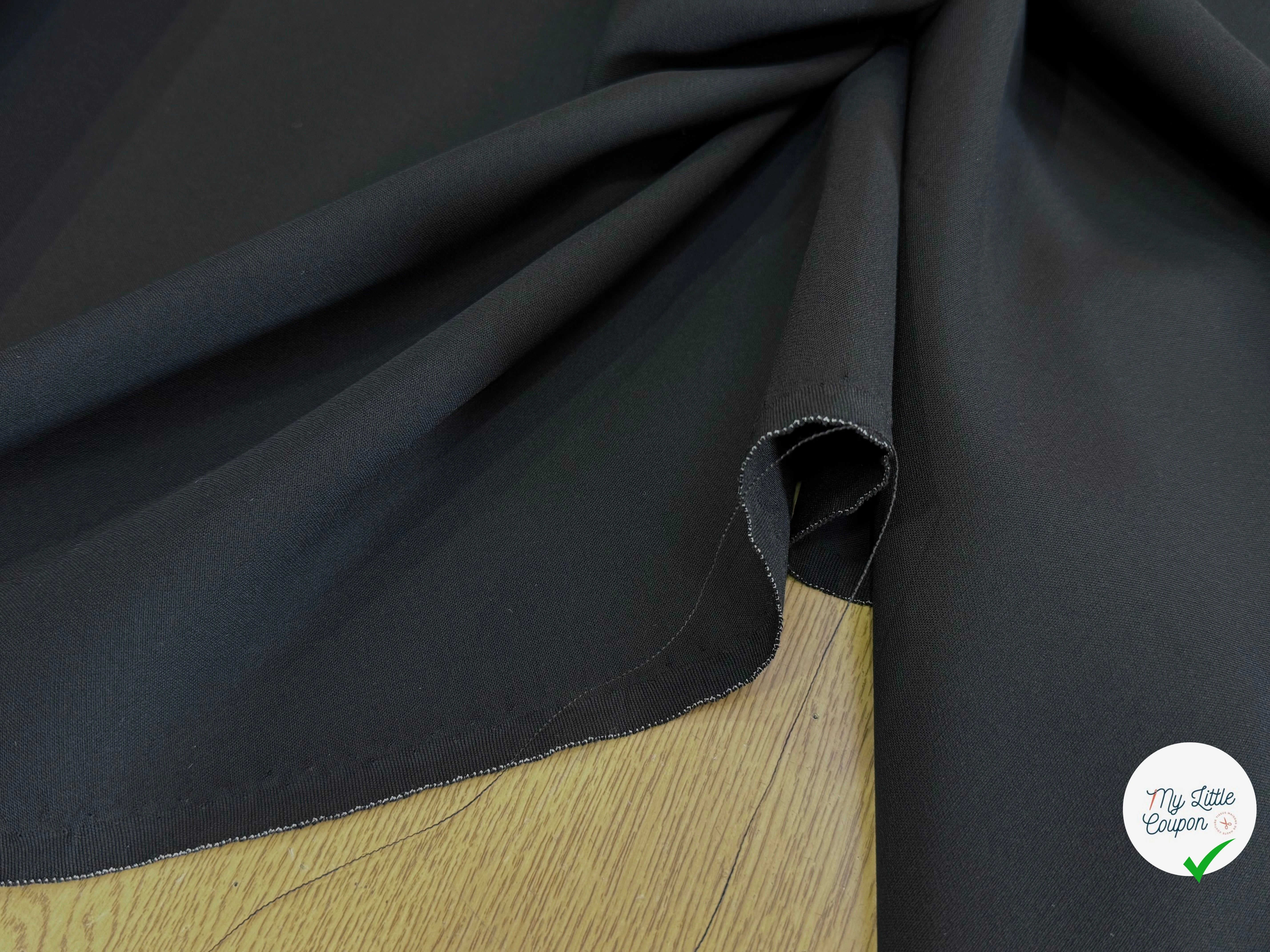 GABARDINE LOURDE POLYVISCOSE STRETCH BELLE TENUE NOIR 27% VI - My Little Coupon