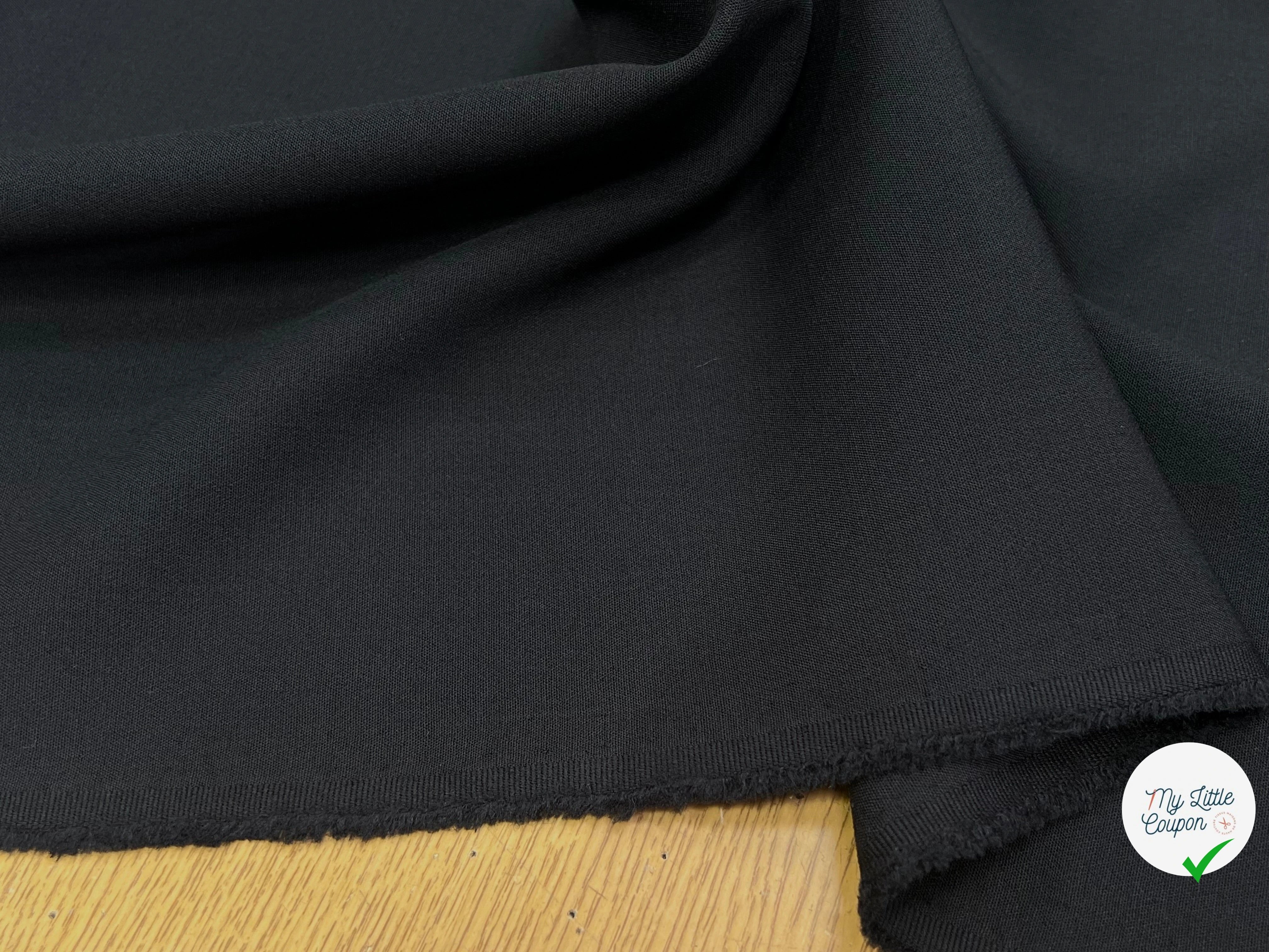 GABARDINE LOURDE STRETCH 43% LAINE VIERGE NOIR 130CM - My Little Coupon