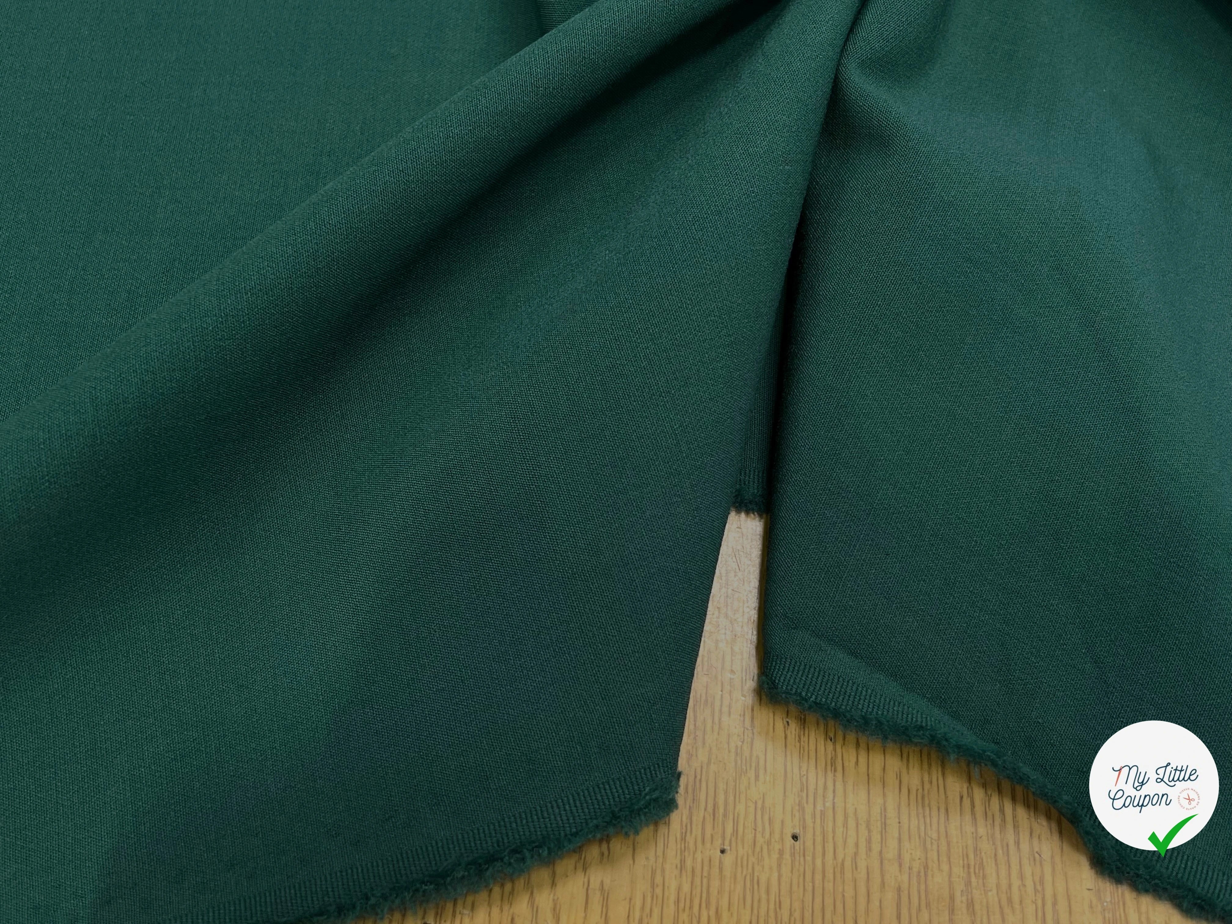 GABARDINE LOURDE STRETCH 43% LAINE VIERGE VERT FORÊT 130CM - My Little Coupon