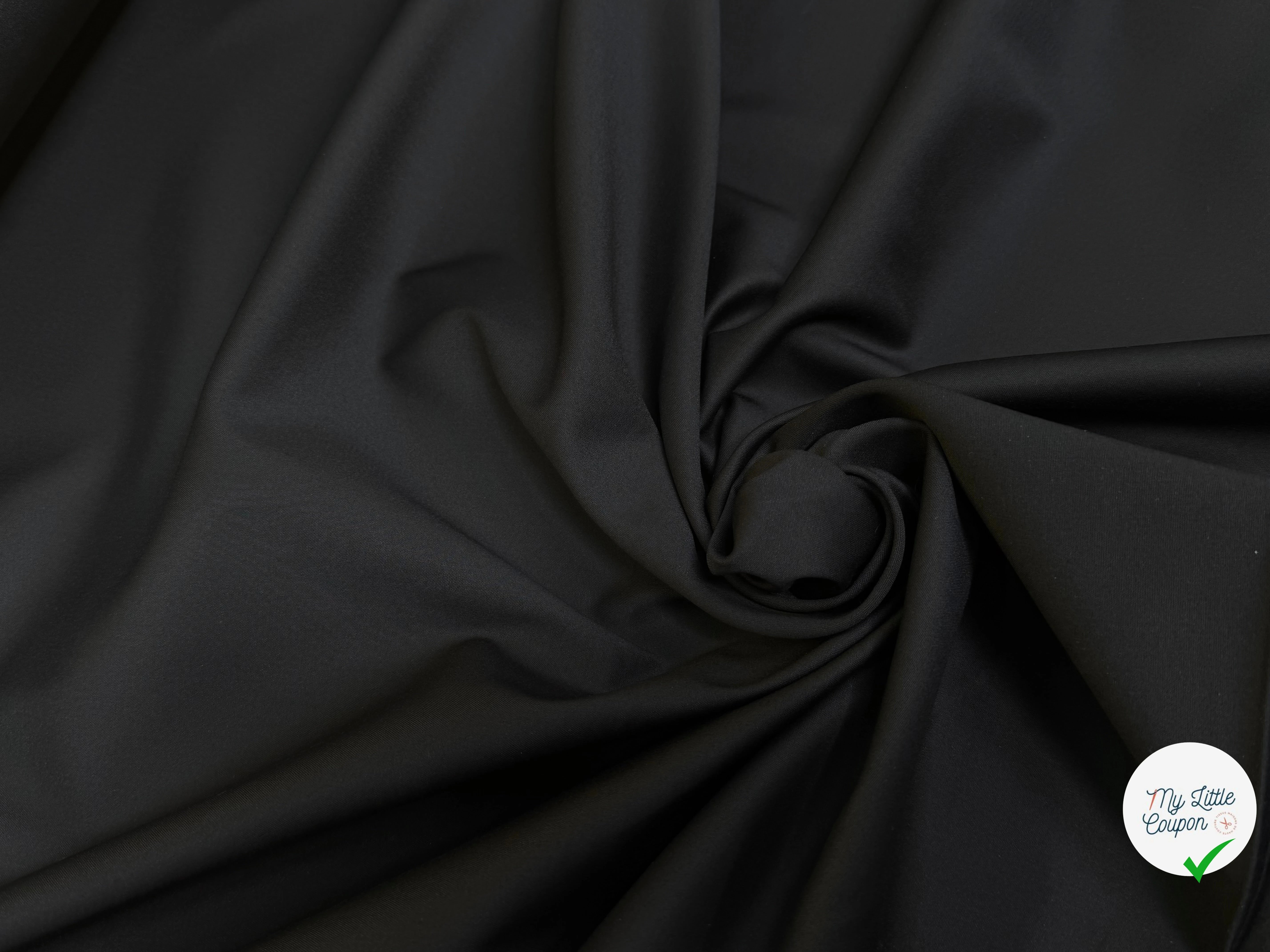 GABARDINE POLYCOTON SATINÉE TOUCHER SOYEUX STRETCH NOIR 48% COTON - My Little Coupon