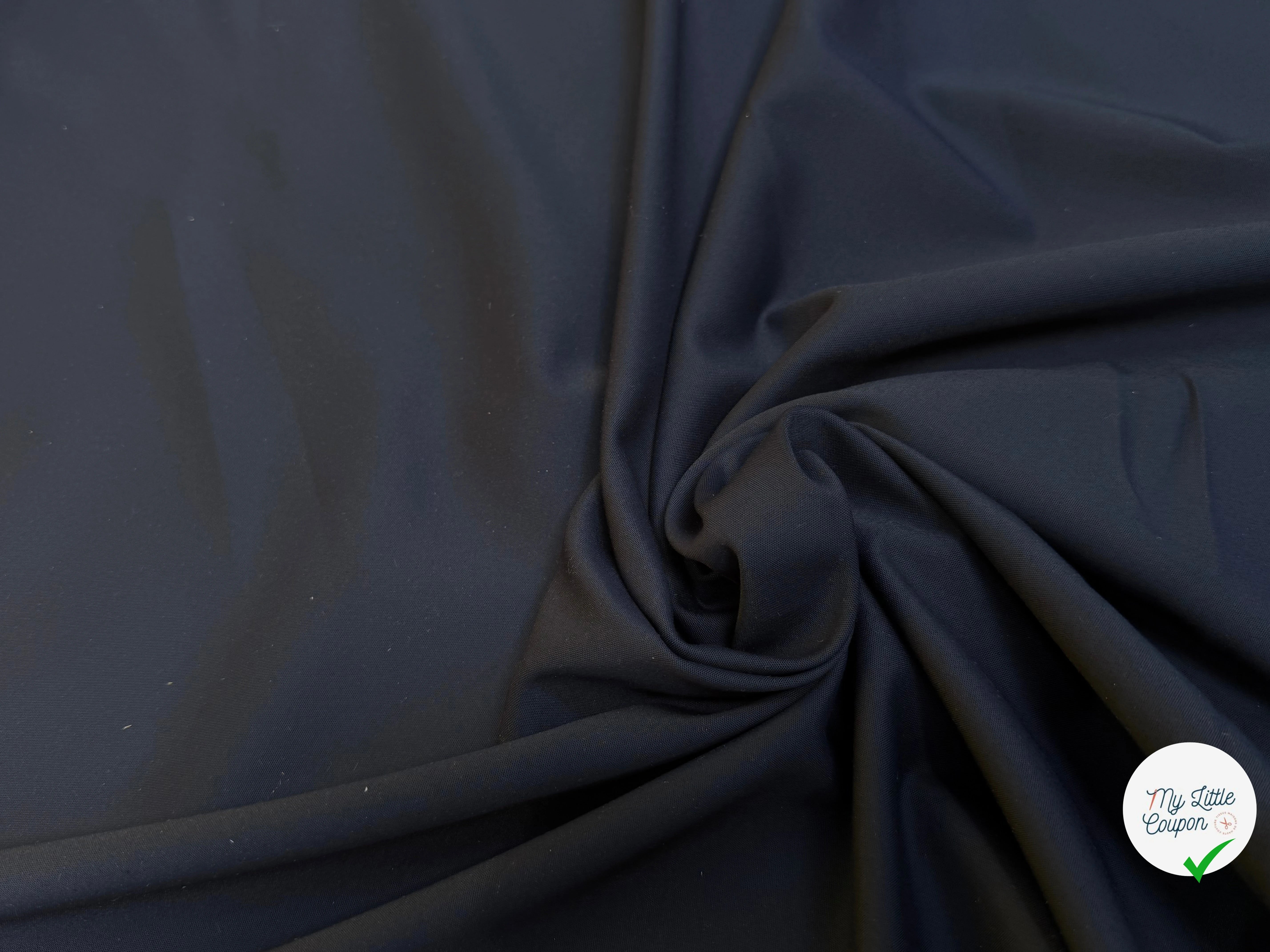 GABARDINE POLYCOTON TOUCHER SOYEUX STRETCH BLEU MARINE 51% COTON - My Little Coupon