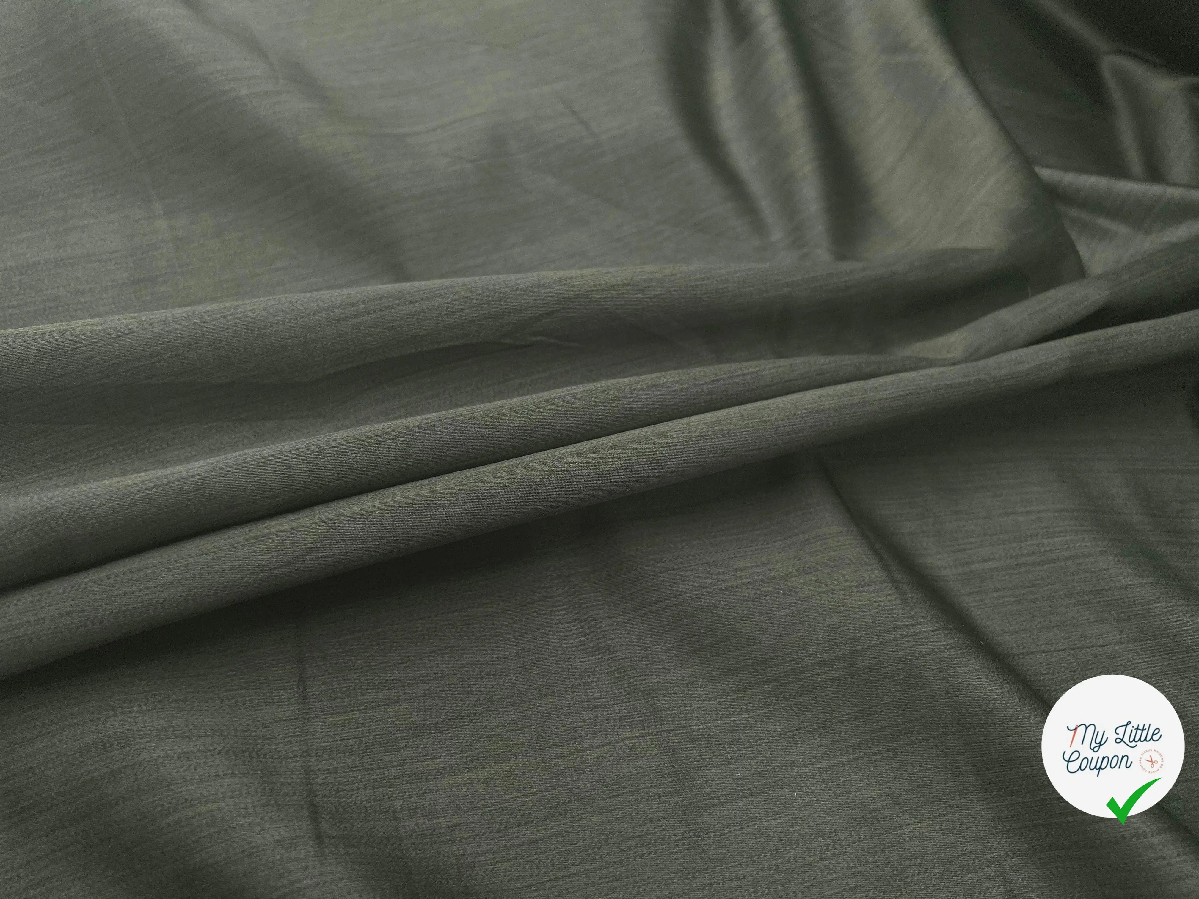 GABARDINE SATINÉE COVER CHINÉ VERT KAKI - My Little Coupon - tissu - coudre