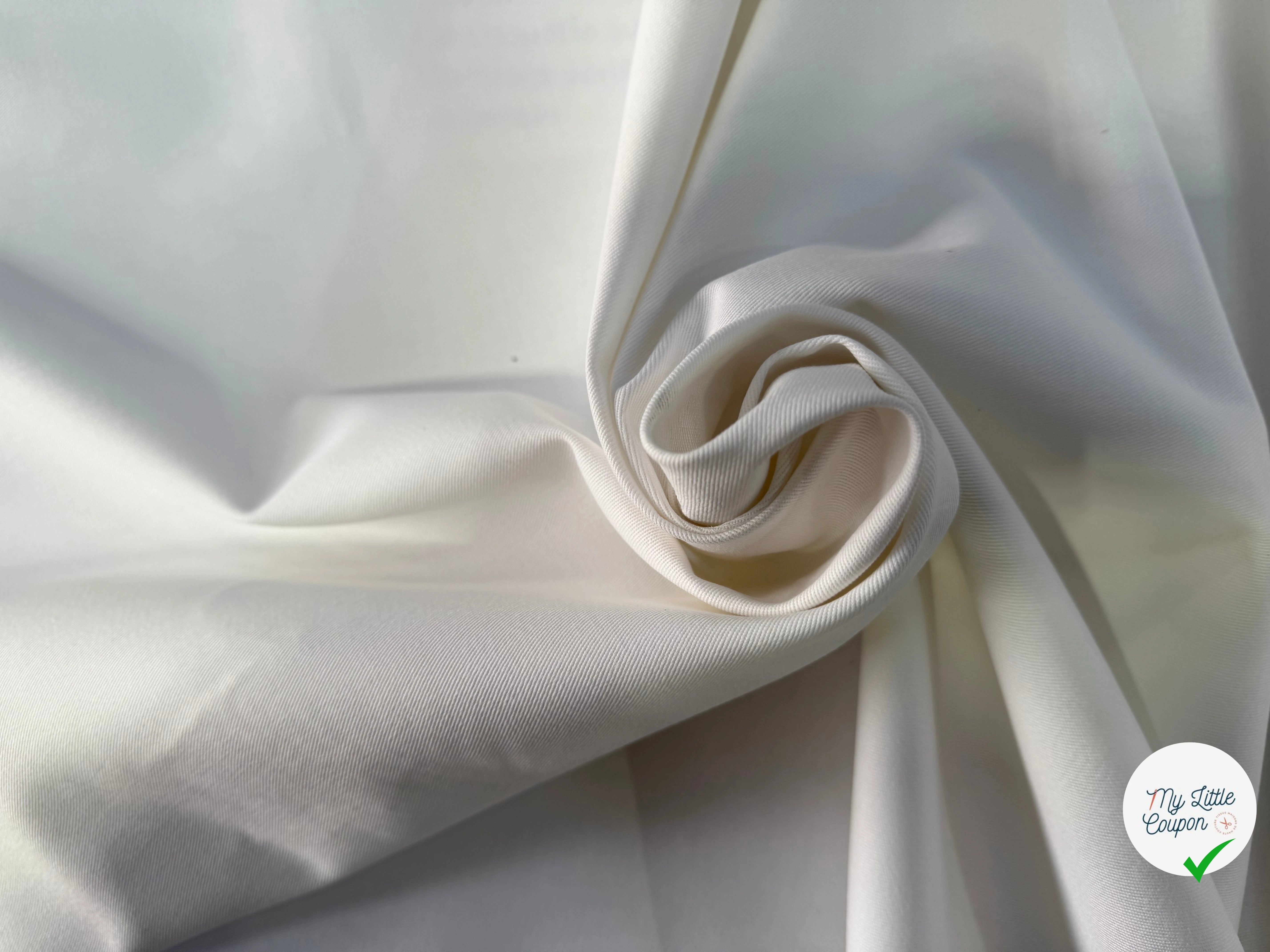 GABARDINE SERGÉE 100% COTON BLANC 802 150 CM - My Little Coupon