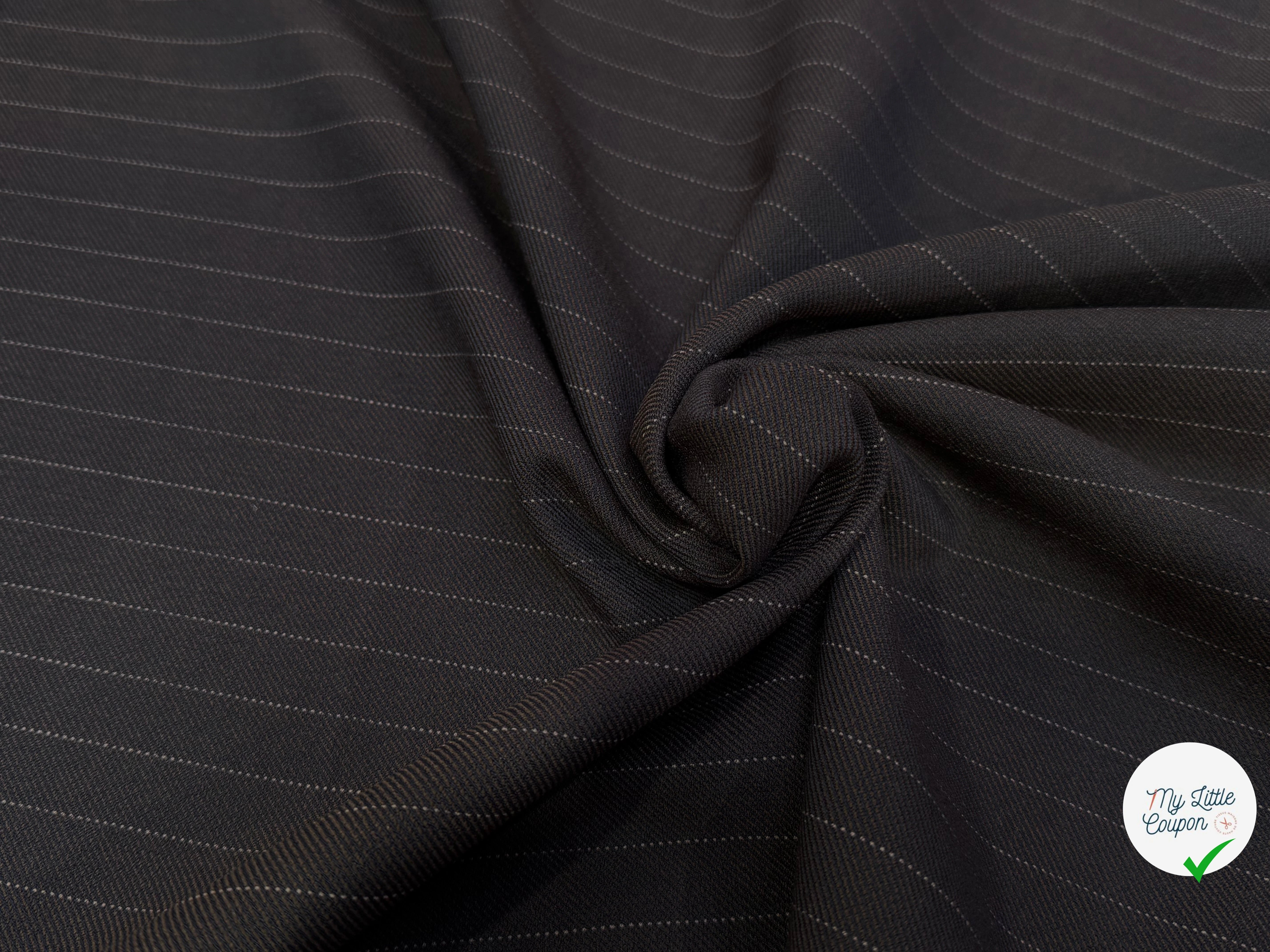 GABARDINE SRETCH POYCOTON MARRON CHICS RAYURES VERTICALES - My Little Coupon