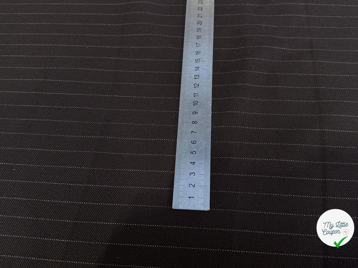 GABARDINE SRETCH POYCOTON MARRON CHICS RAYURES VERTICALES - My Little Coupon