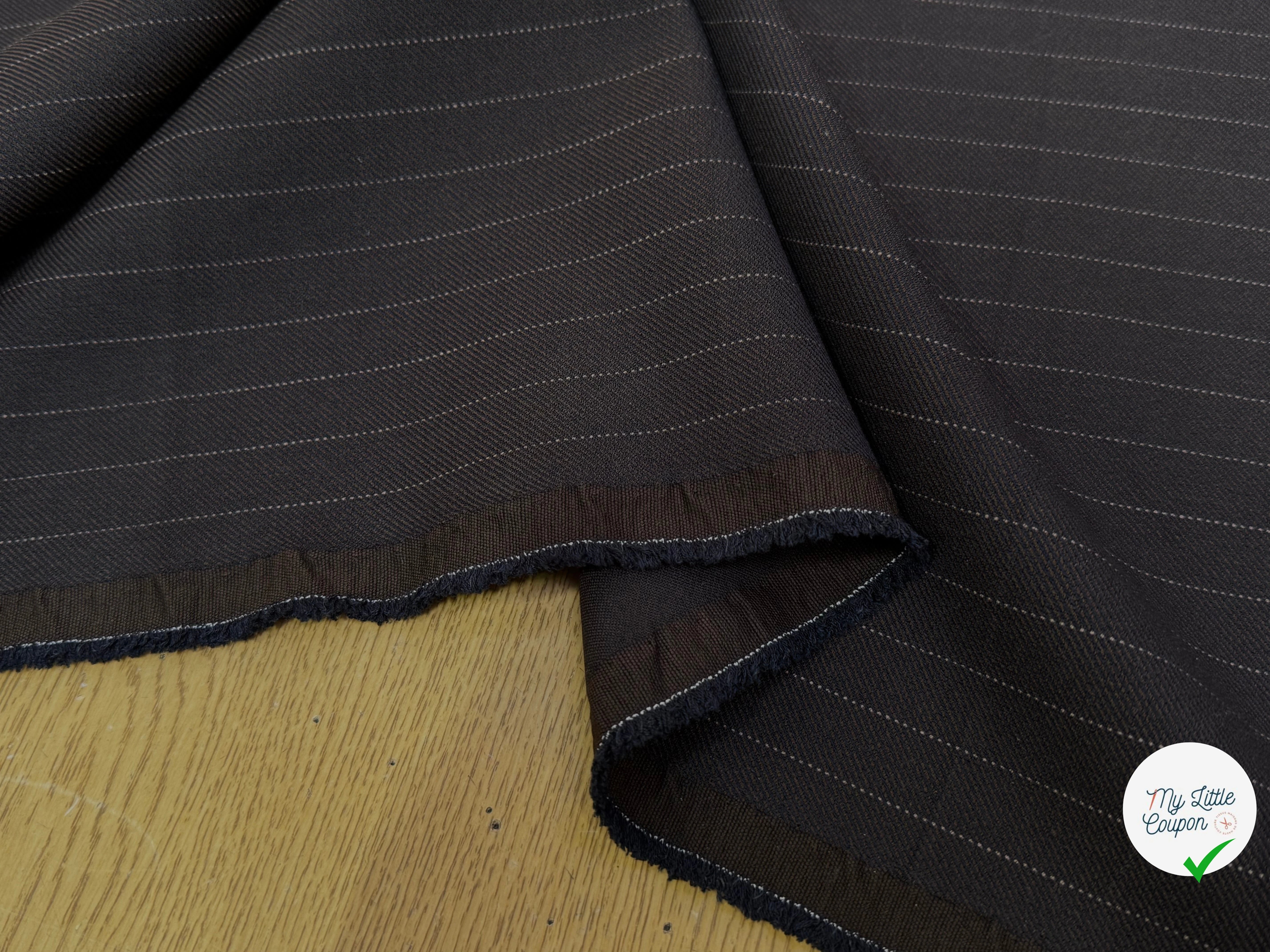 GABARDINE SRETCH POYCOTON MARRON CHICS RAYURES VERTICALES - My Little Coupon
