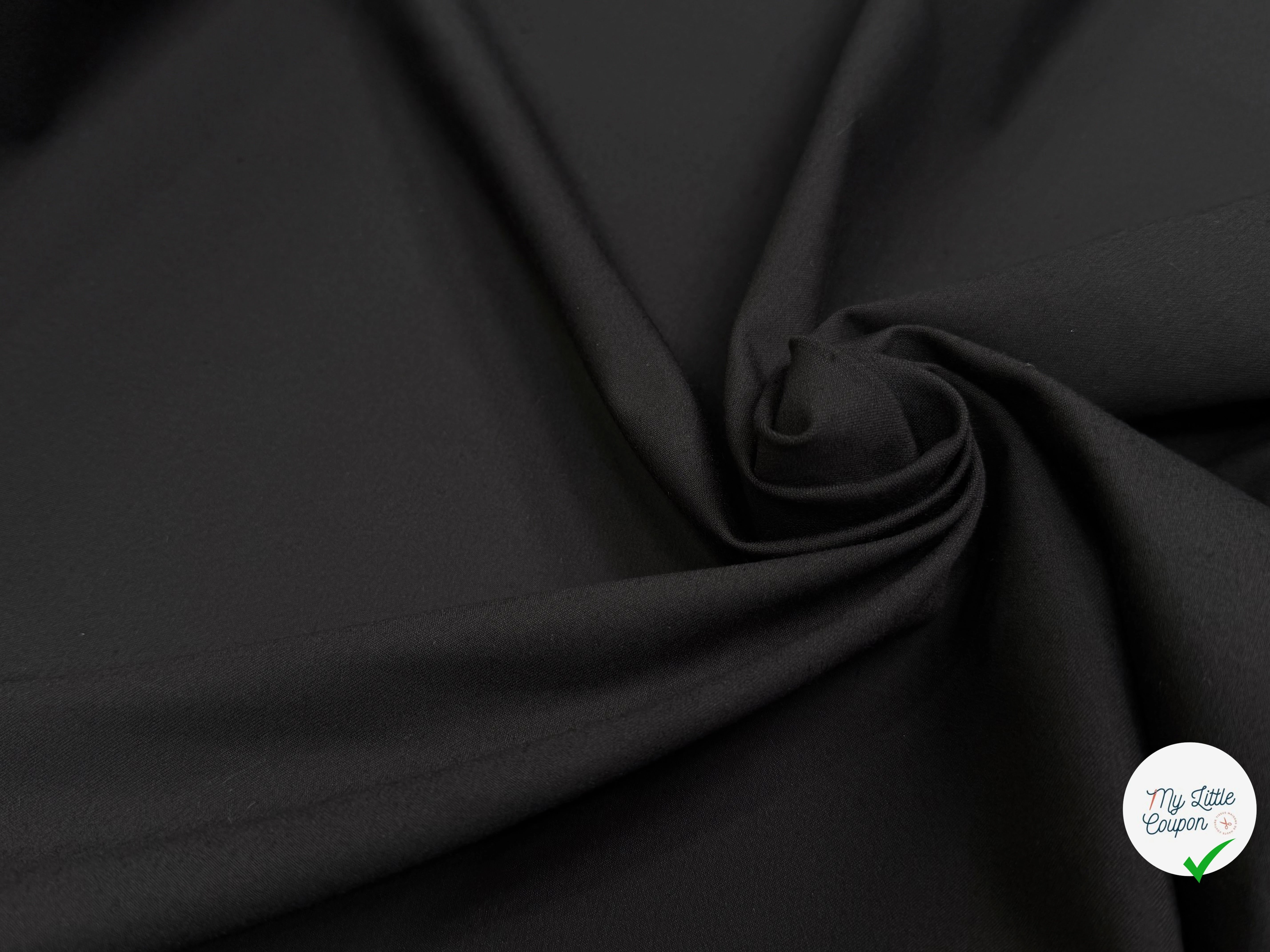 GABARDINE STRETCH POLYVISCOSE UNI GRATTÉE NOIR - My Little Coupon