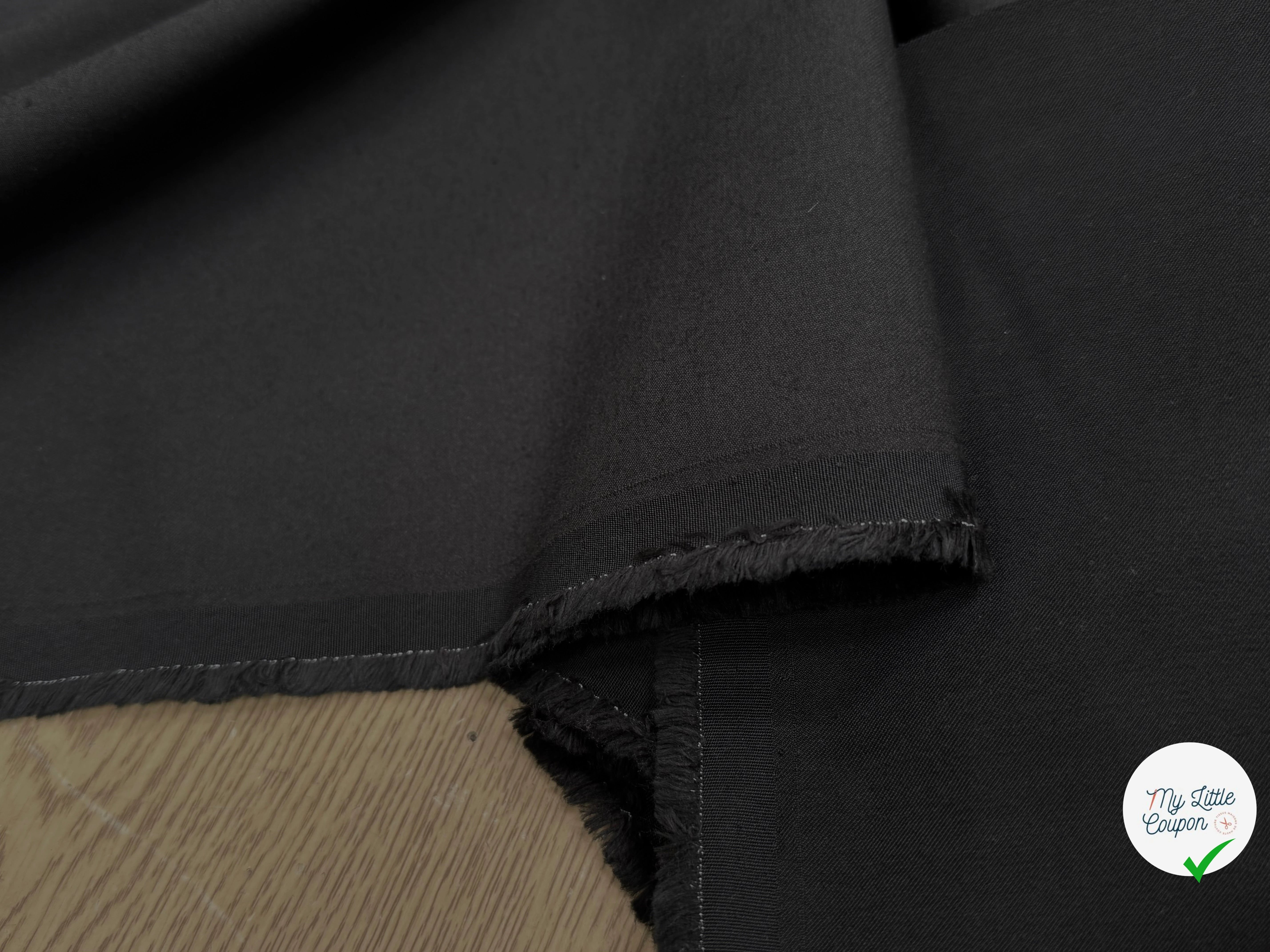 GABARDINE STRETCH POLYVISCOSE UNI GRATTÉE NOIR - My Little Coupon