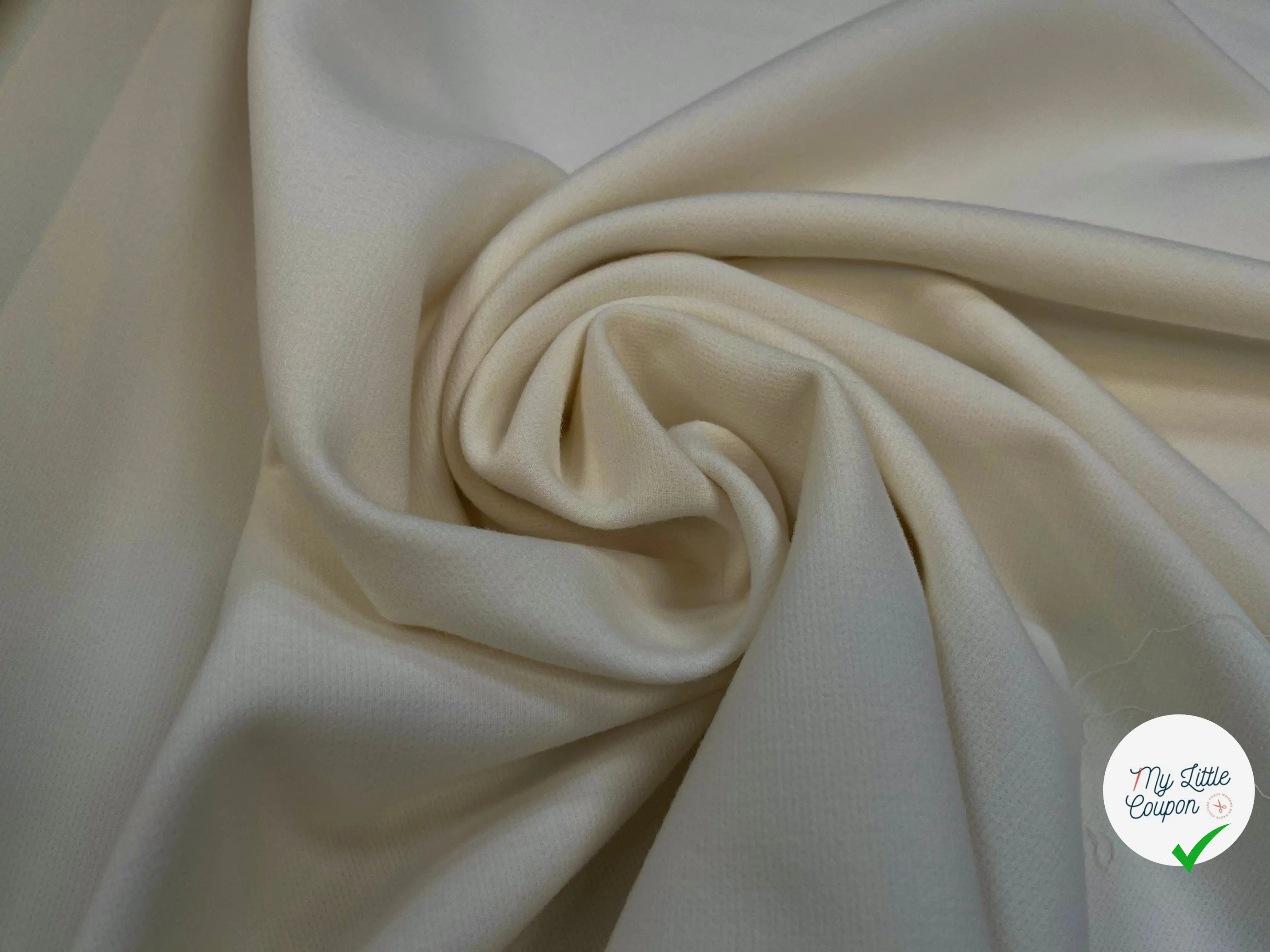 GABARDINE STRETCH VISCOSE LAINE ECRU ITALIENNE - My Little Coupon