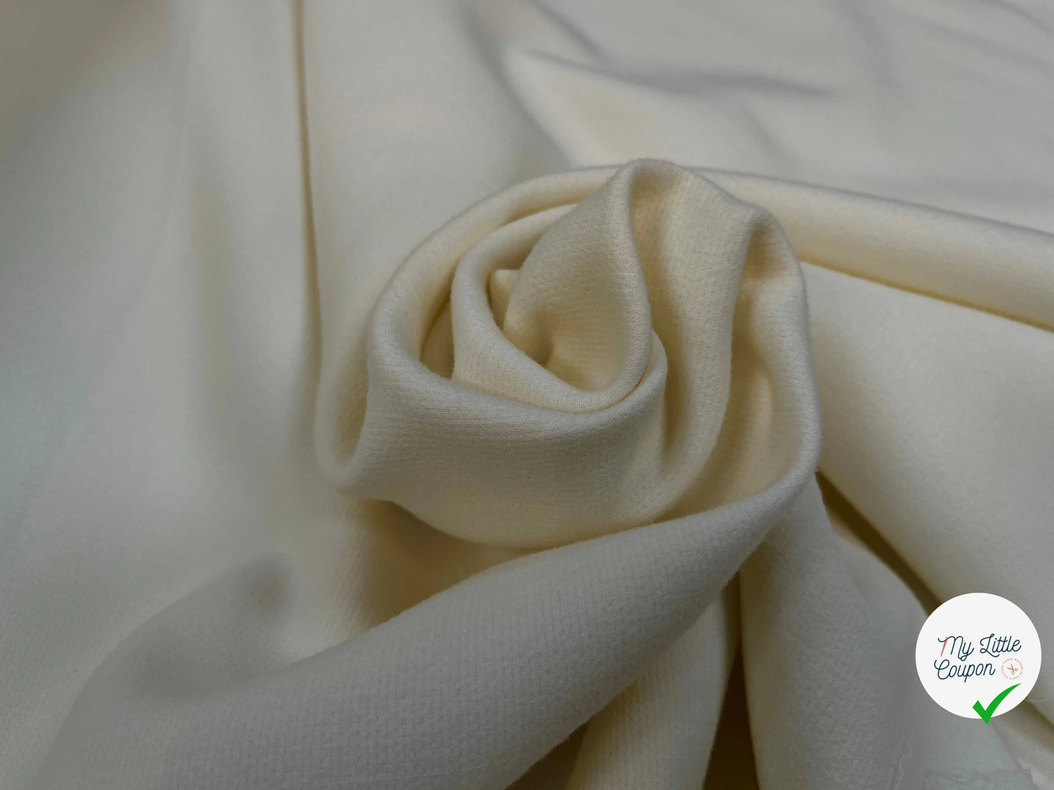 GABARDINE STRETCH VISCOSE LAINE ECRU ITALIENNE - My Little Coupon