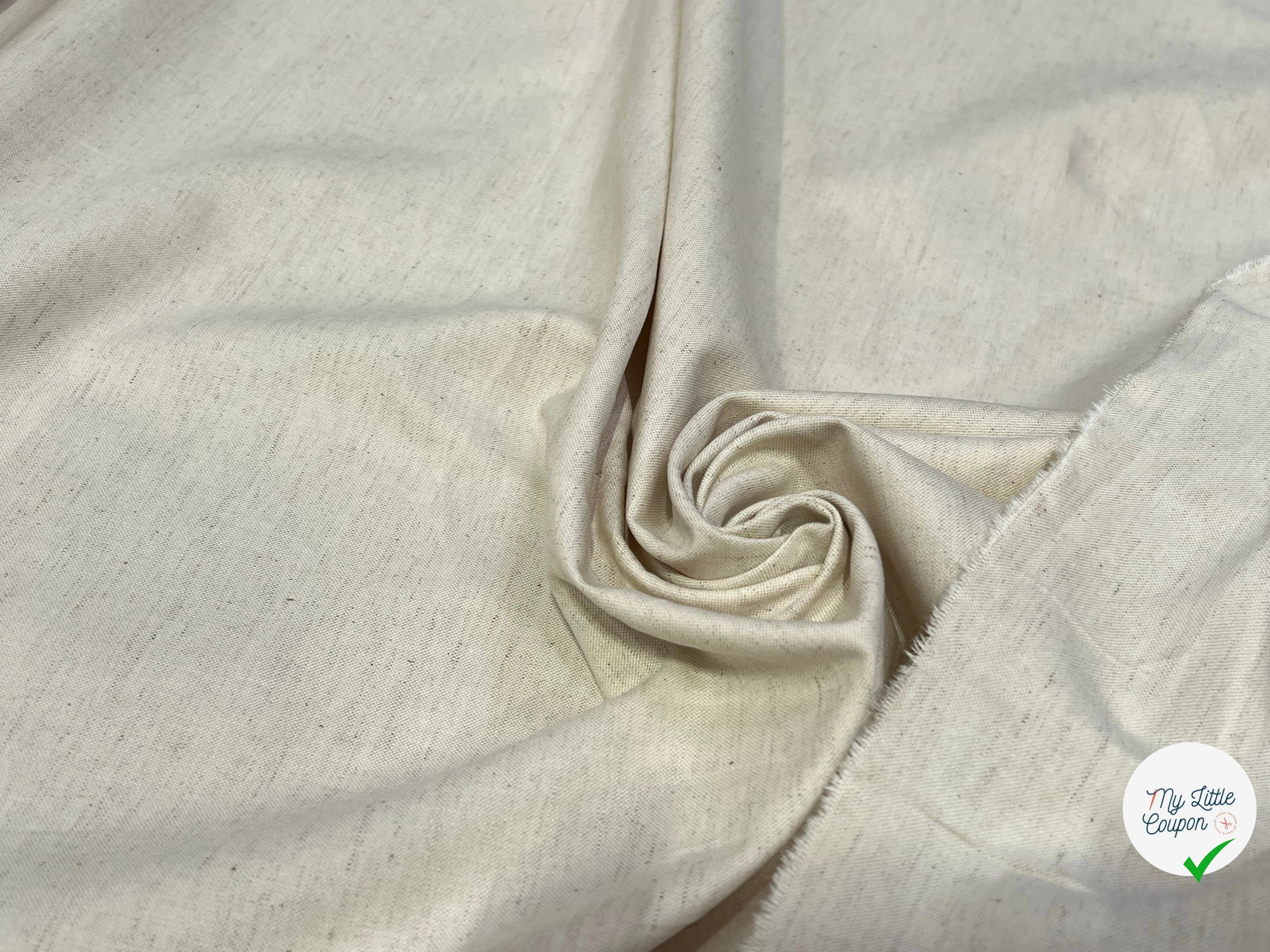 GABRDINE DE COTON ÉCRU CHINÉ 100% COTON 155CM - My Little Coupon