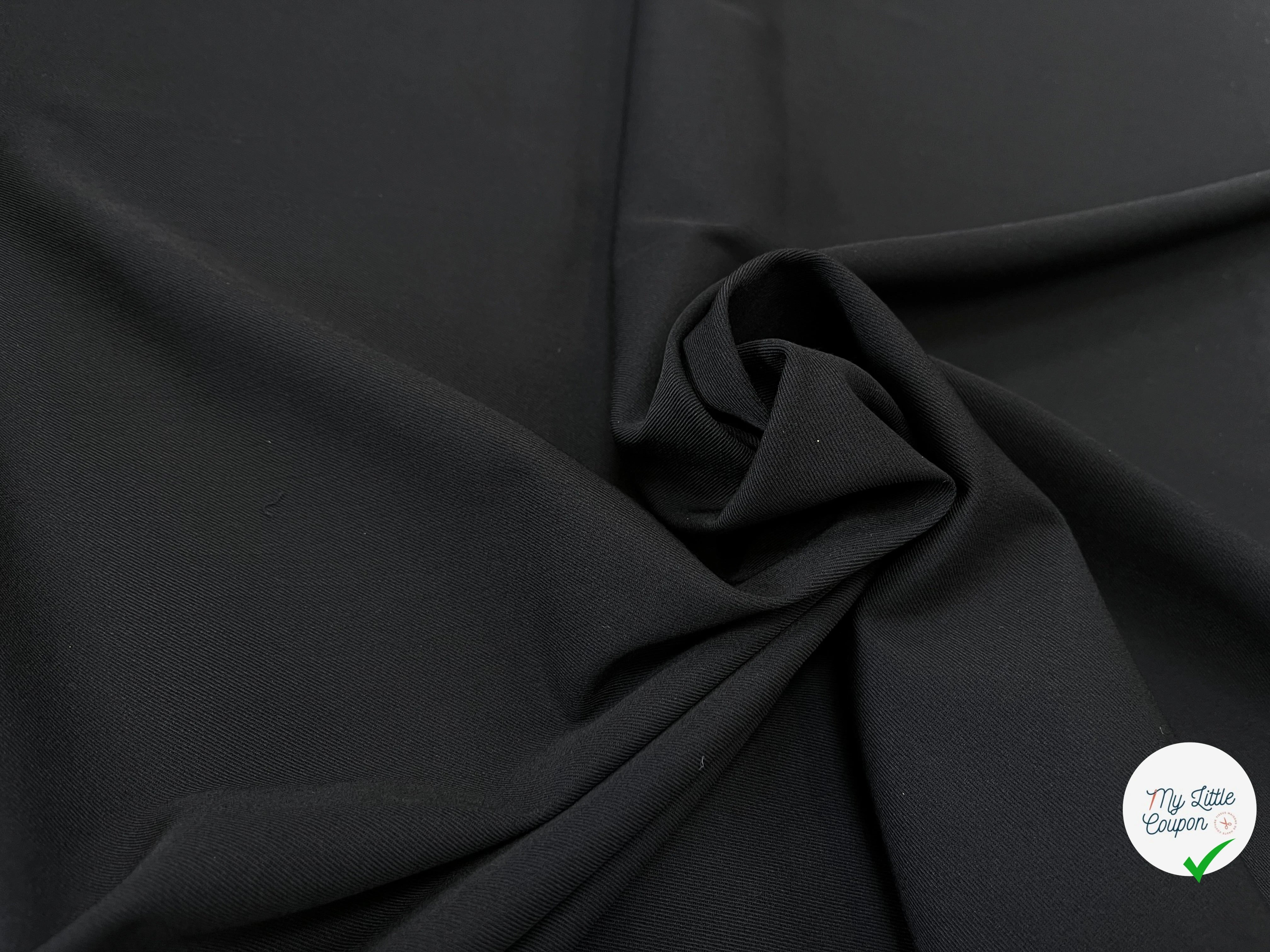 GABRDINE DE LAINE STRETCH UNI NOIR - My Little Coupon
