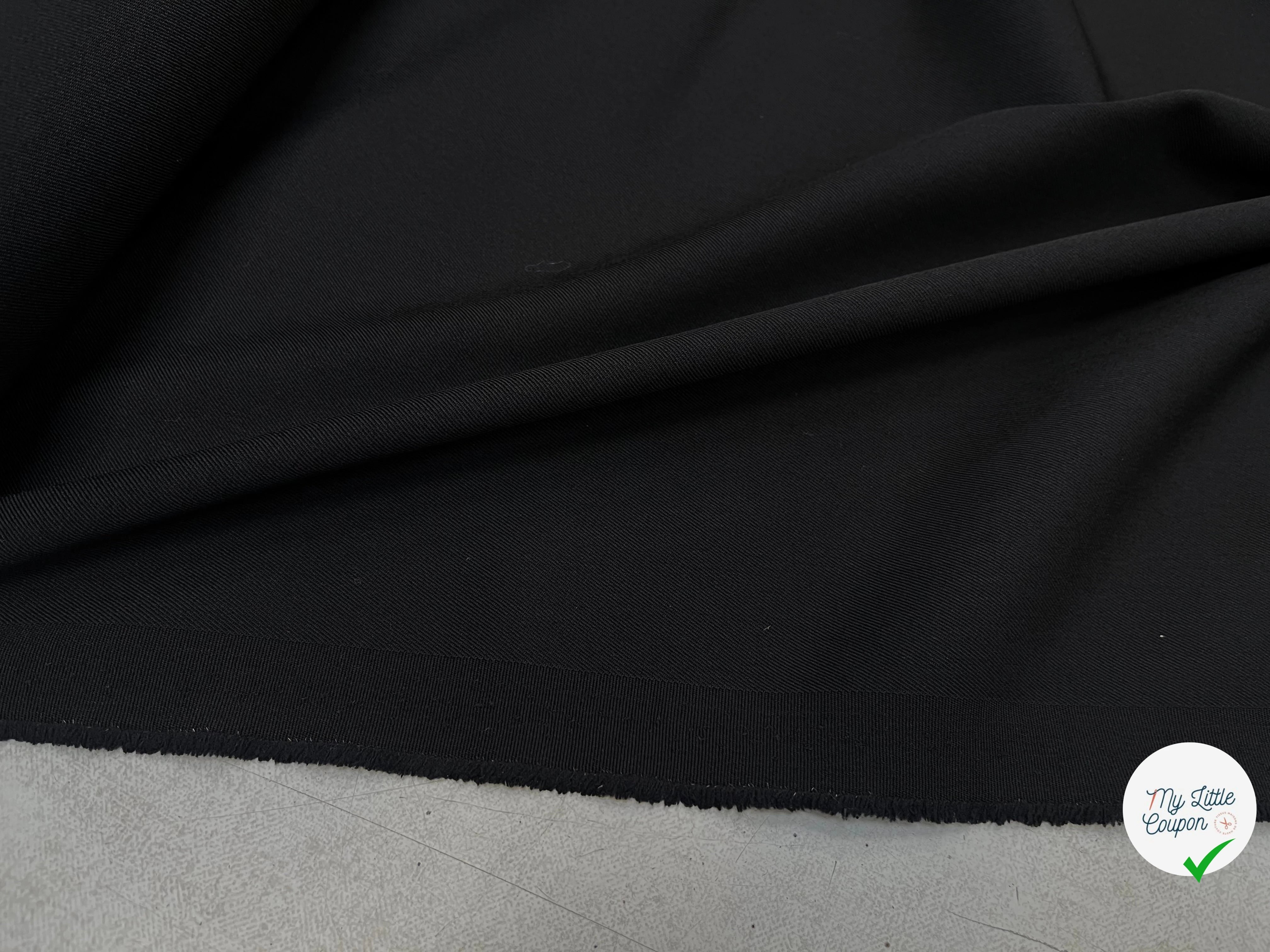 GABRDINE DE LAINE STRETCH UNI NOIR - My Little Coupon