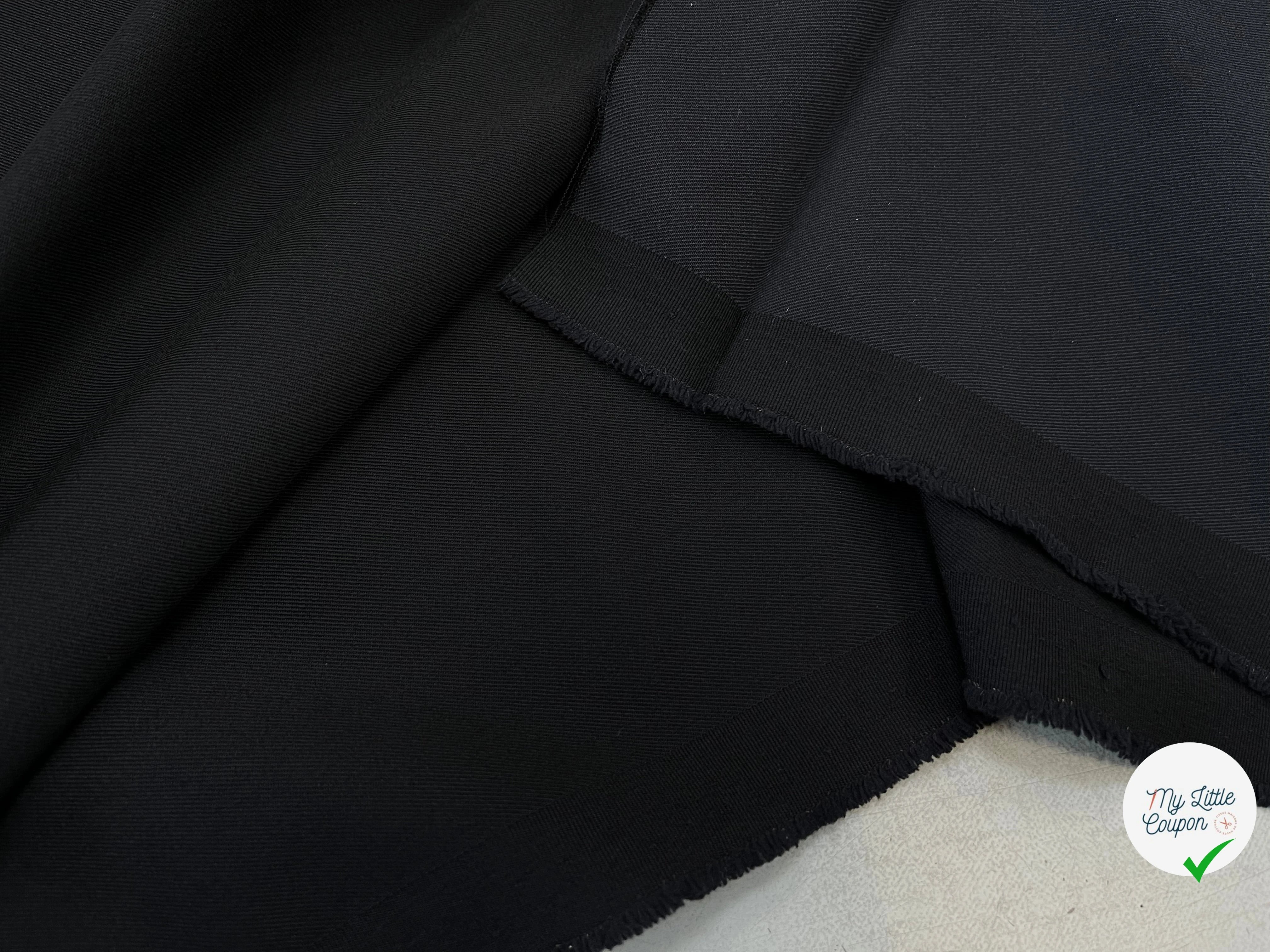 GABRDINE DE LAINE STRETCH UNI NOIR - My Little Coupon