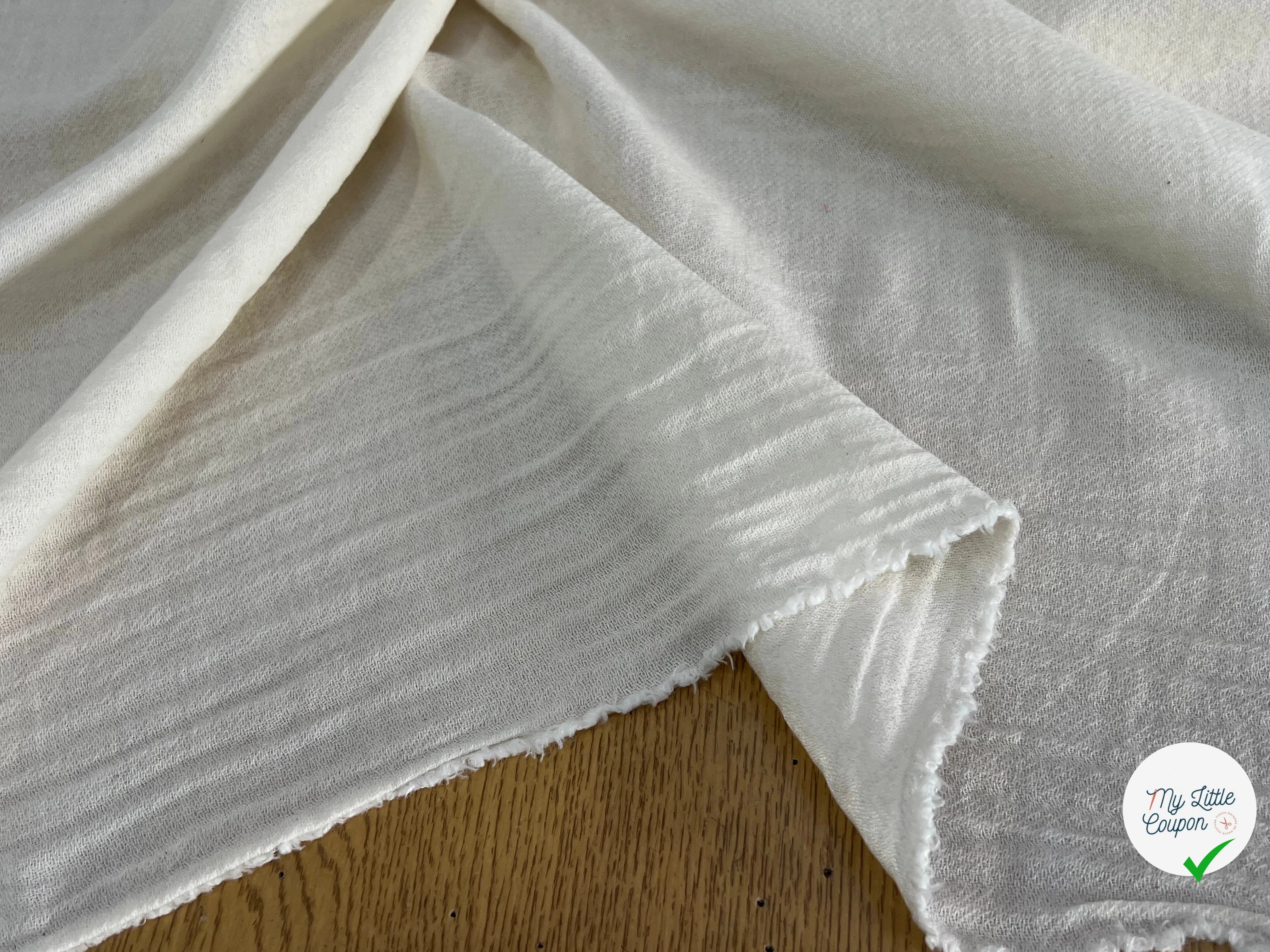 GAZE DE COTON LAINE BLANC CASSÉE 10% LAINE - My Little Coupon
