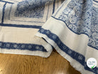 GAZE DE COTON MOTIF GÉOMETRIQUE ÉCRU BLEU CIEL - My Little Coupon
