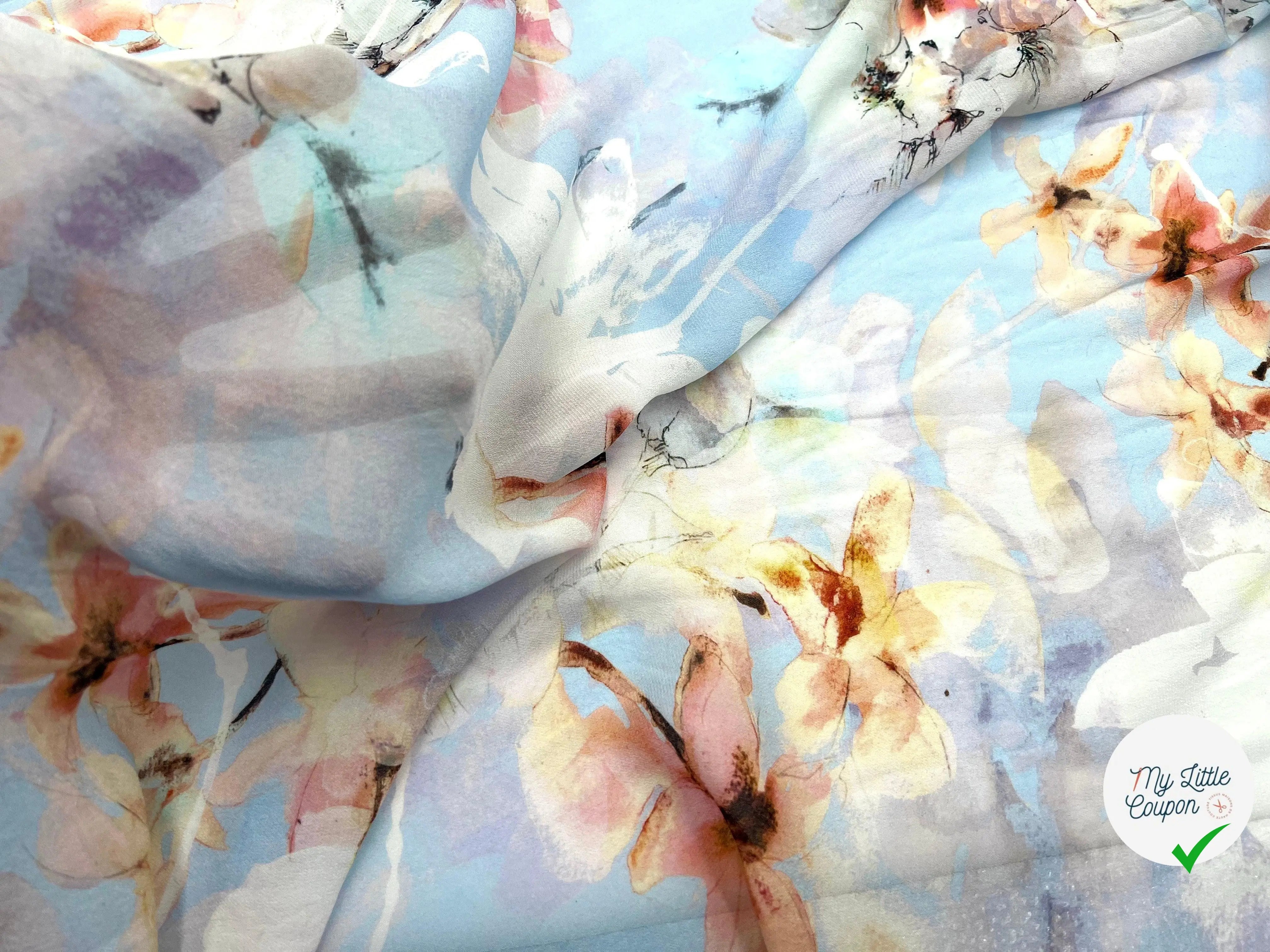 GEORGETTE VISCOSE IMPRIMÉ V'LA LE PRINTEMPS - My Little Coupon - tissu - coudre