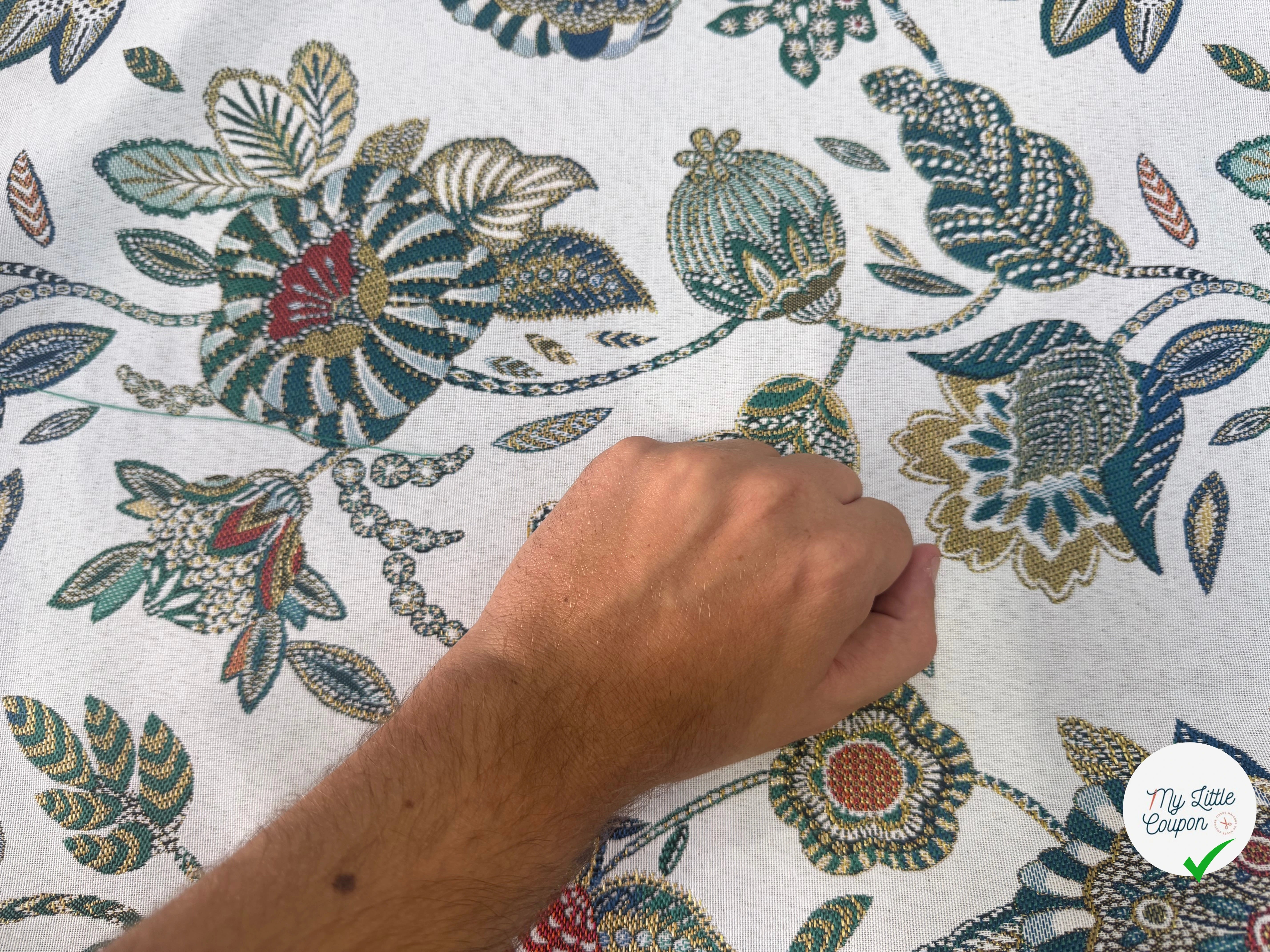 JACQUARD BOSPHORE ALLOVER BLANC ÉMERAUDE 140 CM - My Little Coupon