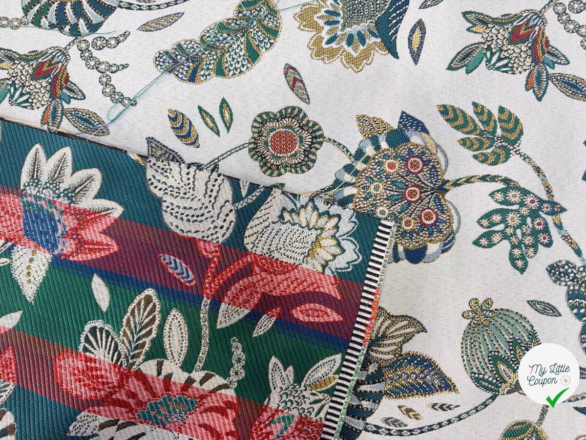 JACQUARD BOSPHORE ALLOVER BLANC ÉMERAUDE 140 CM - My Little Coupon