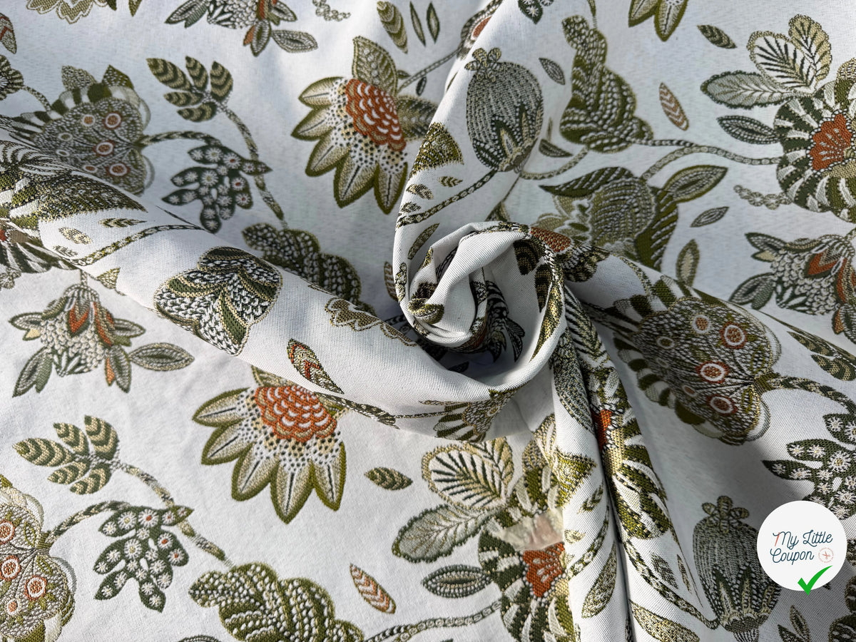 JACQUARD BOSPHORE ALLOVER BLANC KAKI 140 CM - My Little Coupon