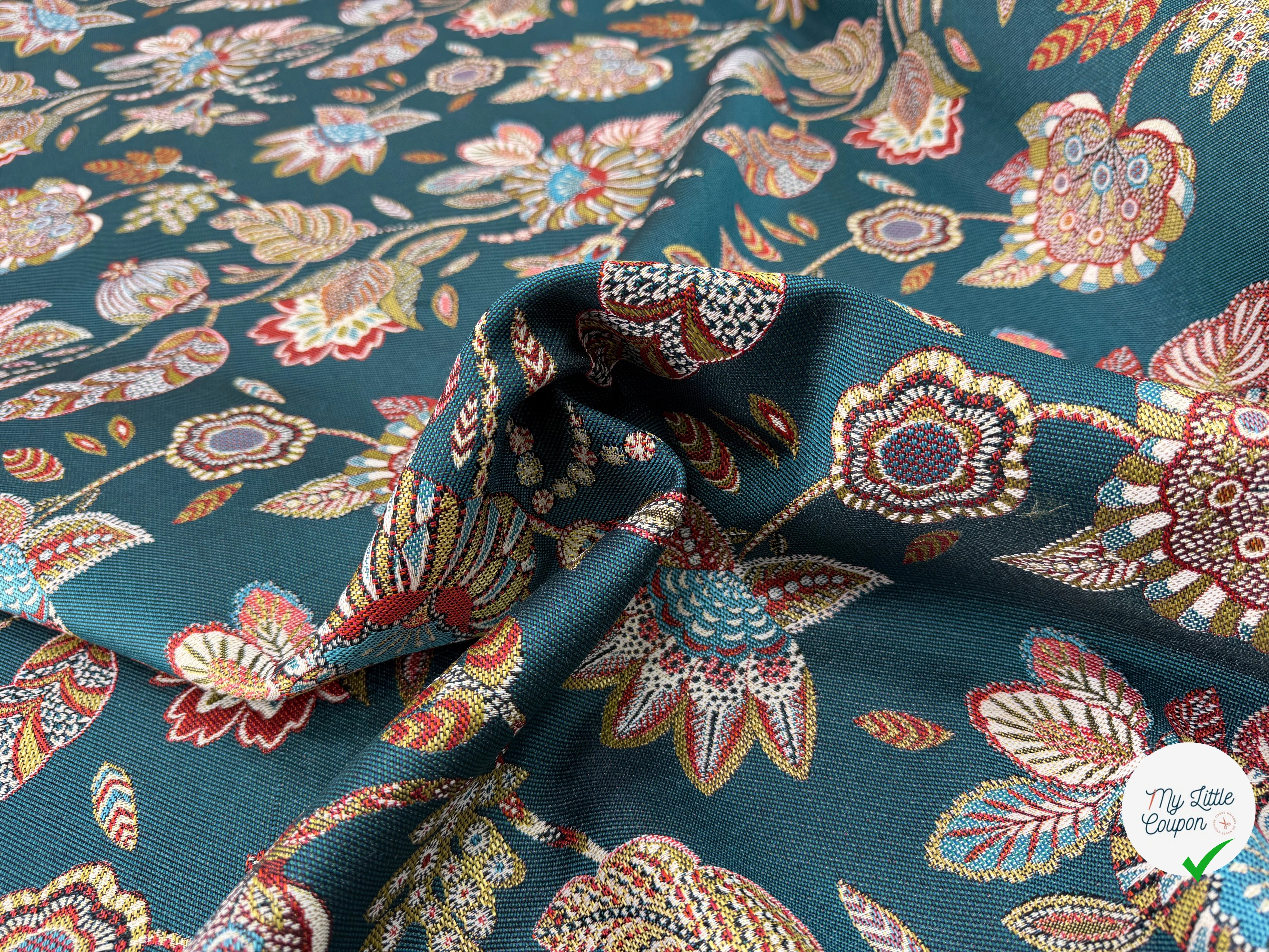 JACQUARD BOSPHORE ALLOVER PÉTROLE 140 CM - My Little Coupon