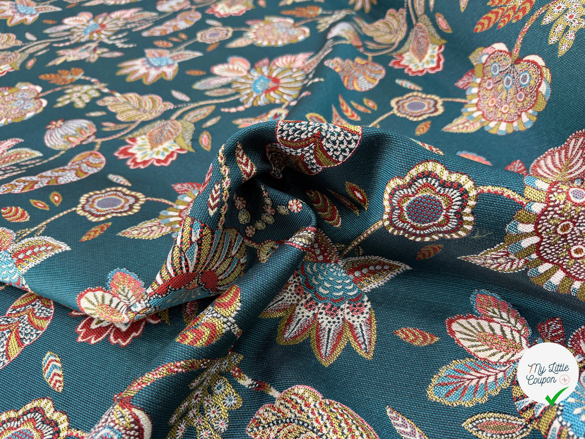 JACQUARD BOSPHORE ALLOVER PÉTROLE 140 CM - My Little Coupon