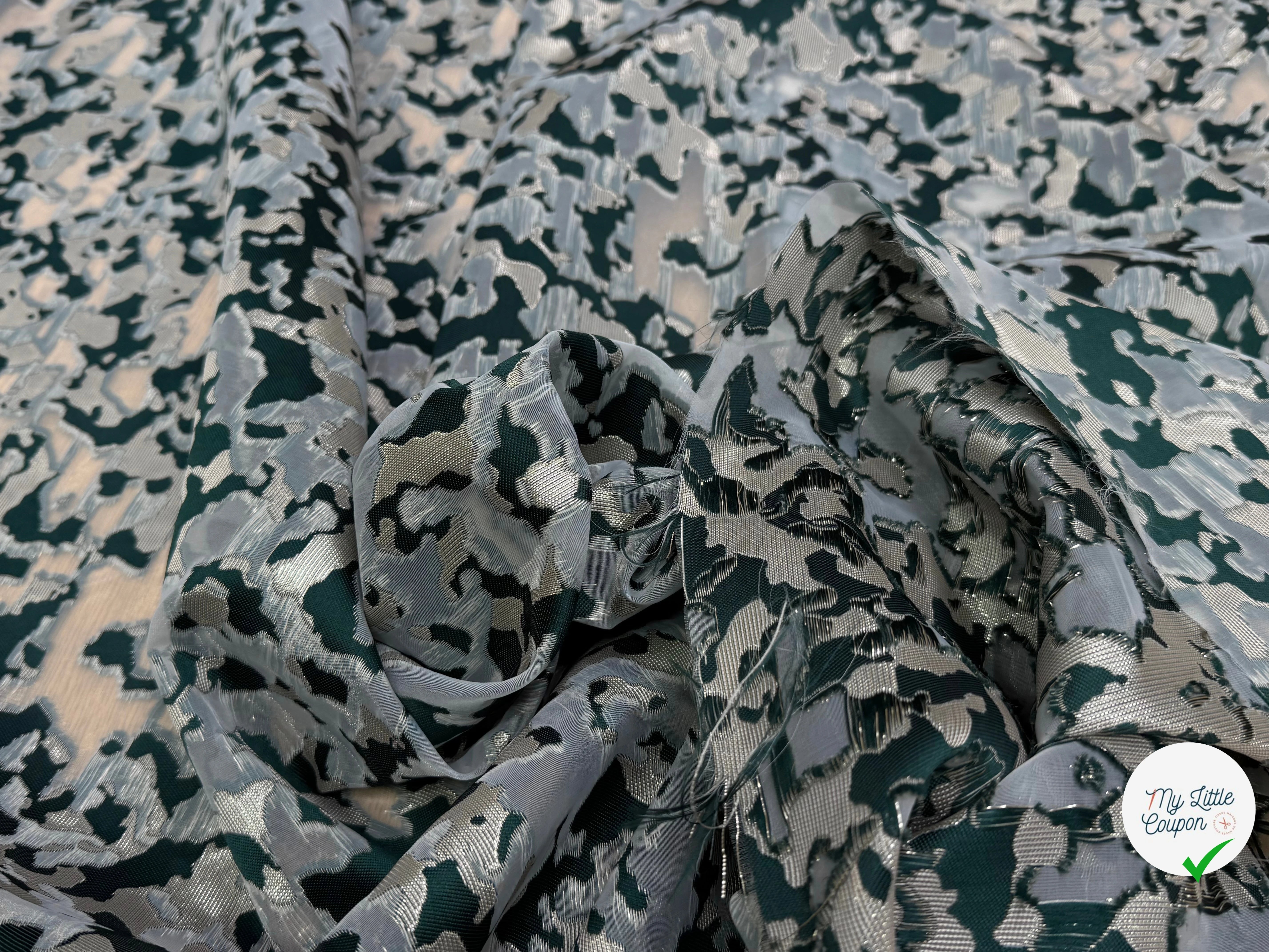 JACQUARD BROCA ARGENTÉ ARMY VERT - My Little Coupon