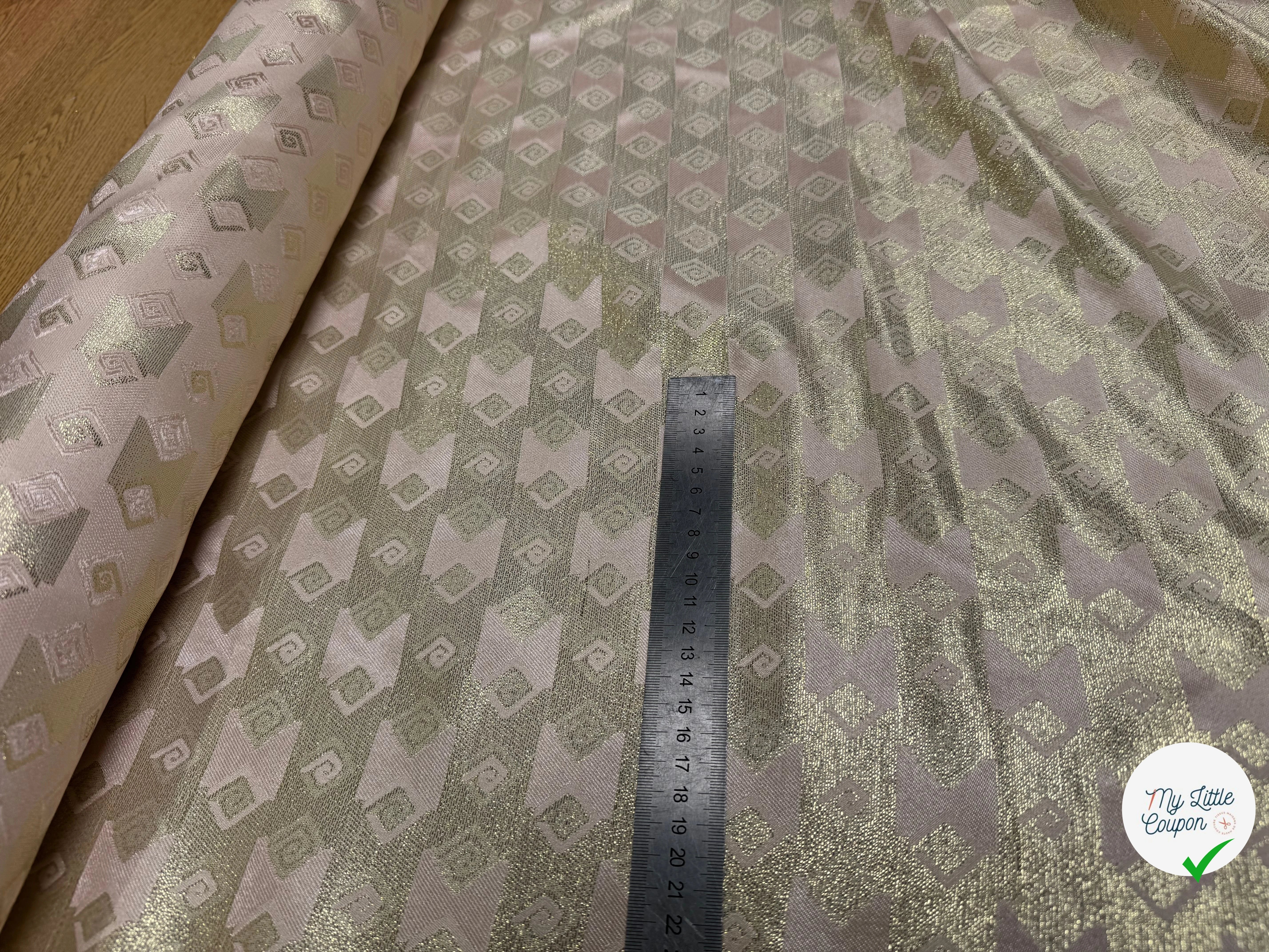 JACQUARD BROCA ARGENTÉ EMPERIAL MOTIFS BEIGE MINÉRAL - My Little Coupon