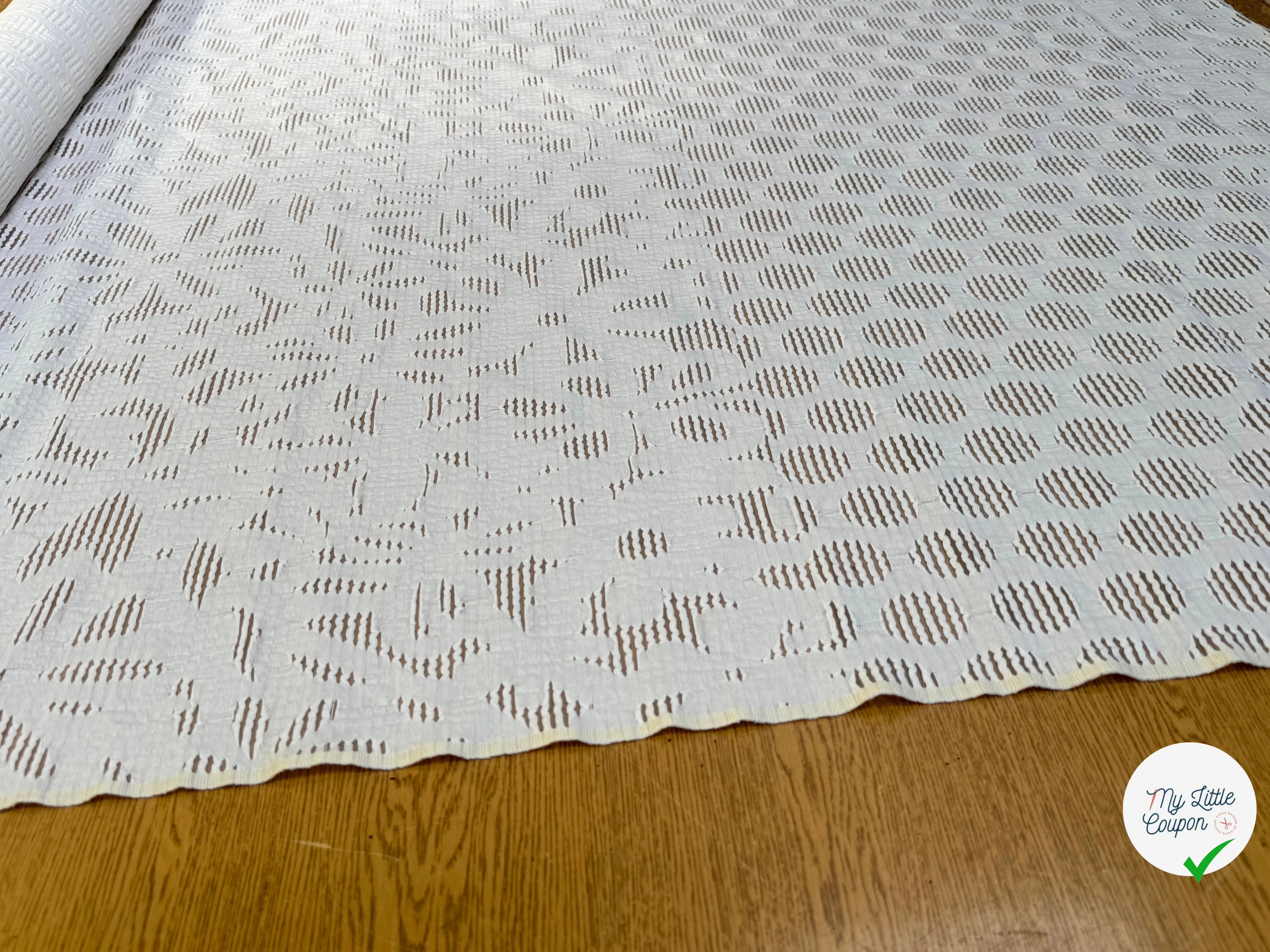 JACQUARD BRODÉ POLYCOTON BLANC - My Little Coupon