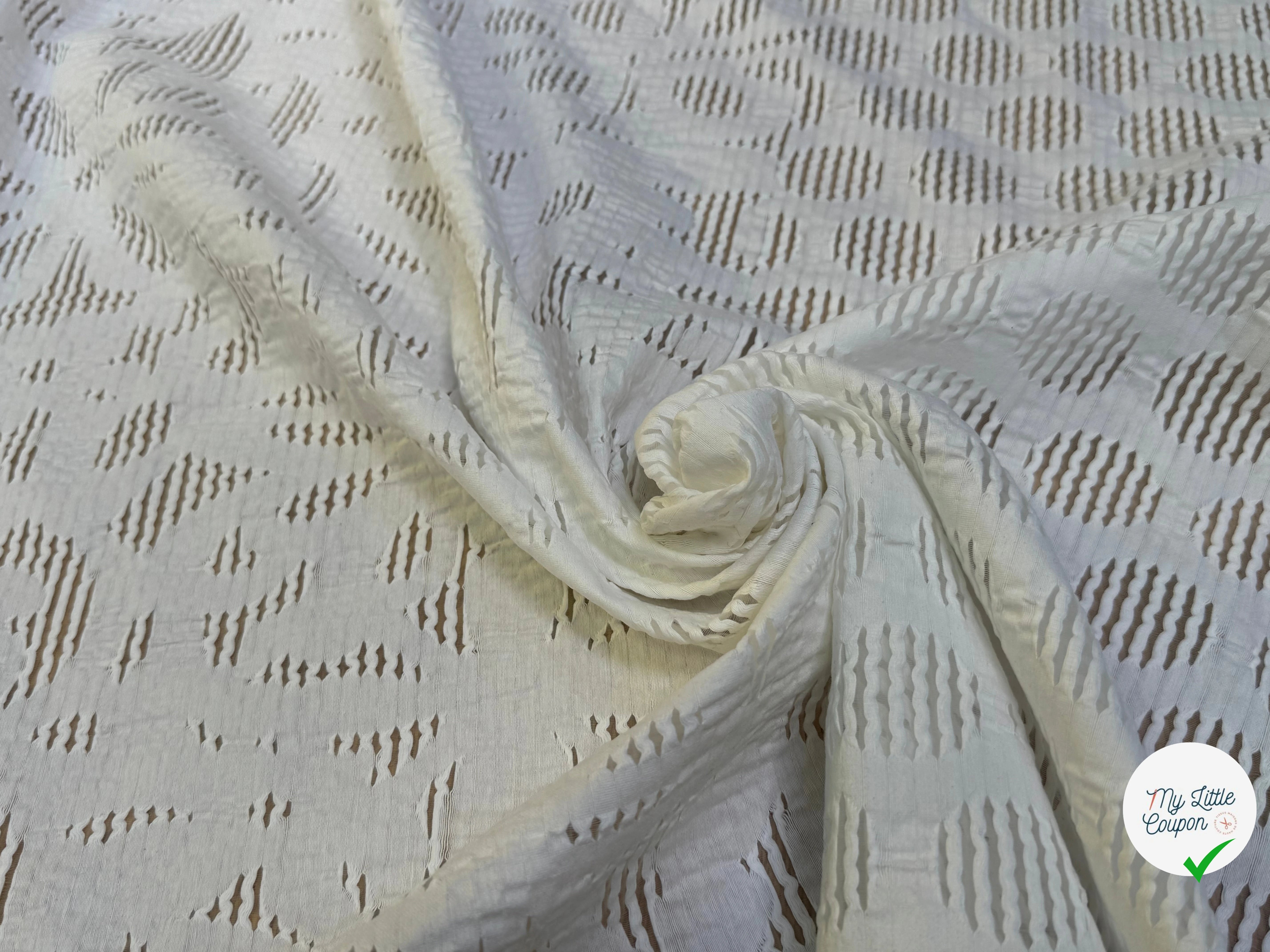 JACQUARD BRODÉ POLYCOTON BLANC - My Little Coupon