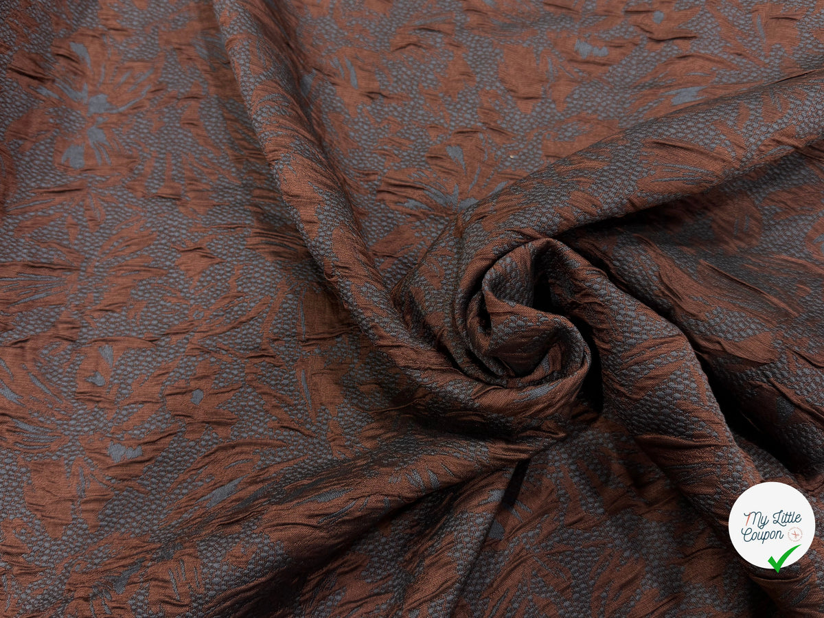 JACQUARD CLOQUÉ MARRON ET GRIS - My Little Coupon