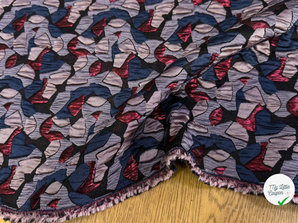 JACQUARD CLOQUÉ MOTIF ABSTRAIT MULTICOLORE - My Little Coupon