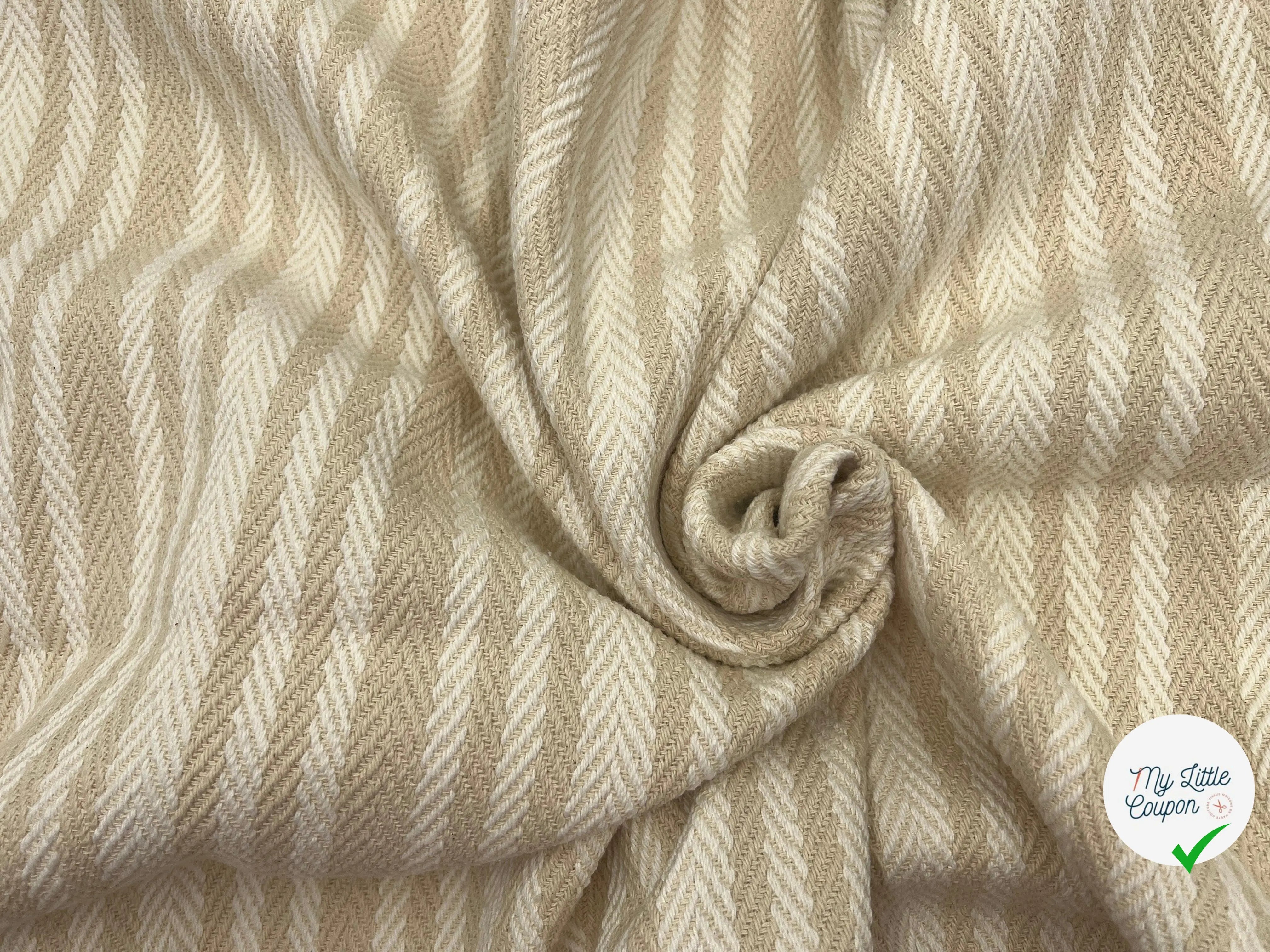 JACQUARD COTON CHEVRON CAPPUCCINO - coupon de tissu de 3 mètres - My Little Coupon - tissu - coudre