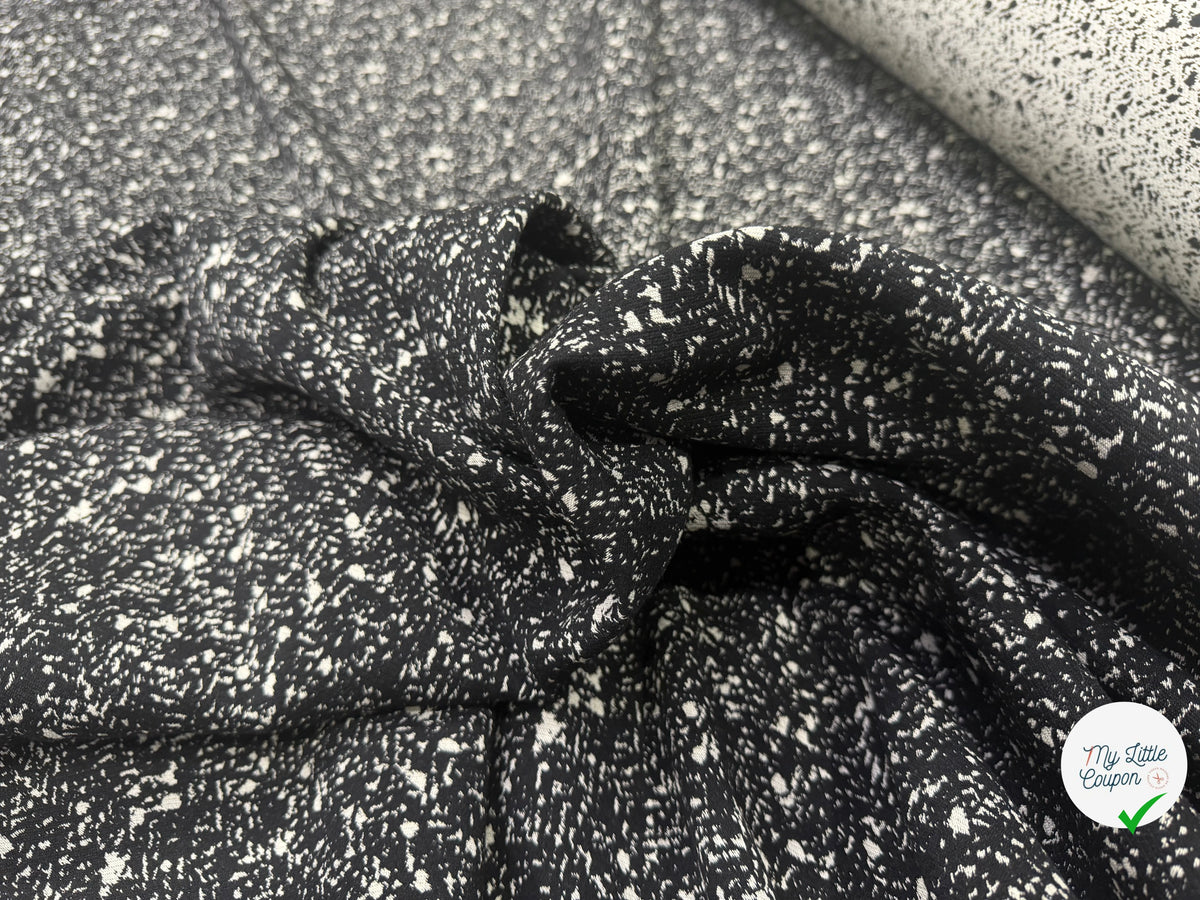 JACQUARD DE LAINE DOUBLE FACE MOUCHETÉ NOIR ET ÉCRU - My Little Coupon