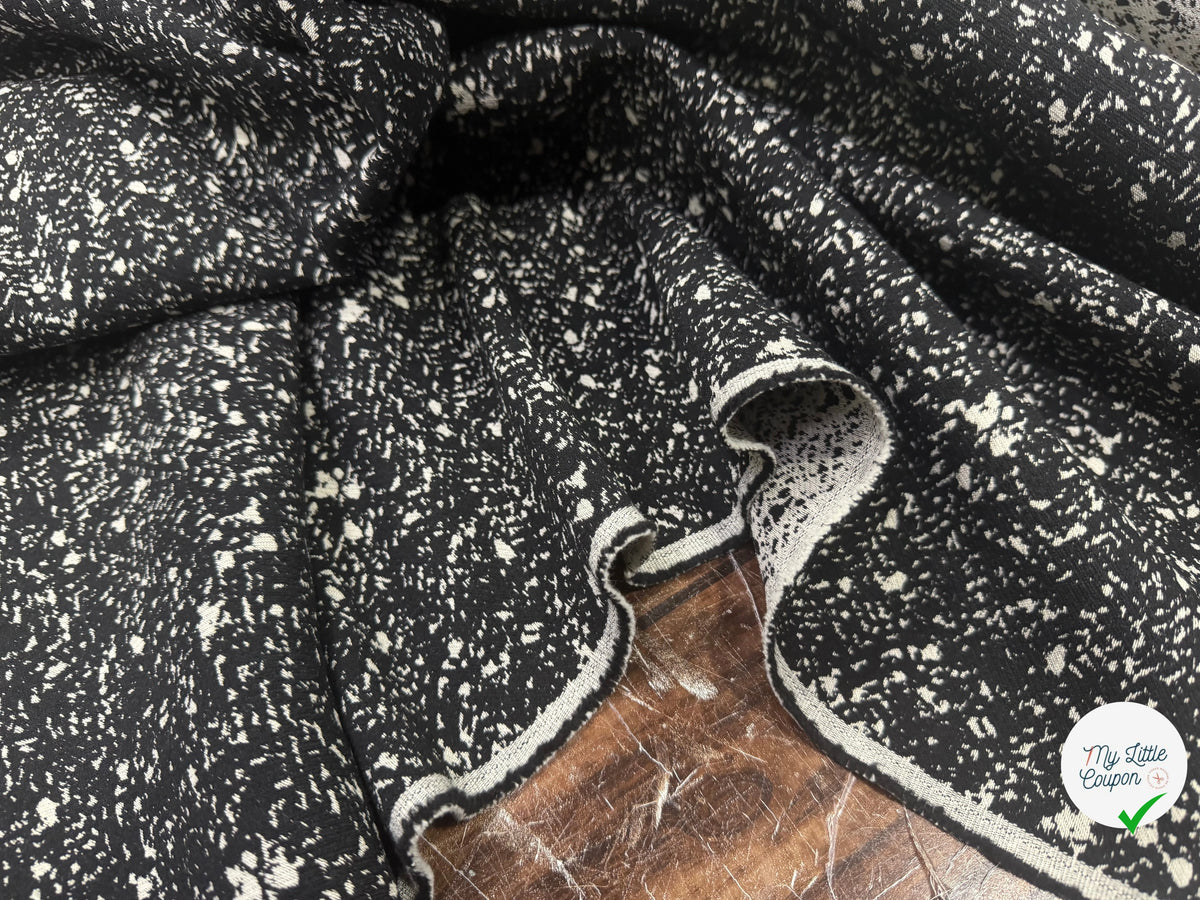 JACQUARD DE LAINE DOUBLE FACE MOUCHETÉ NOIR ET ÉCRU - My Little Coupon