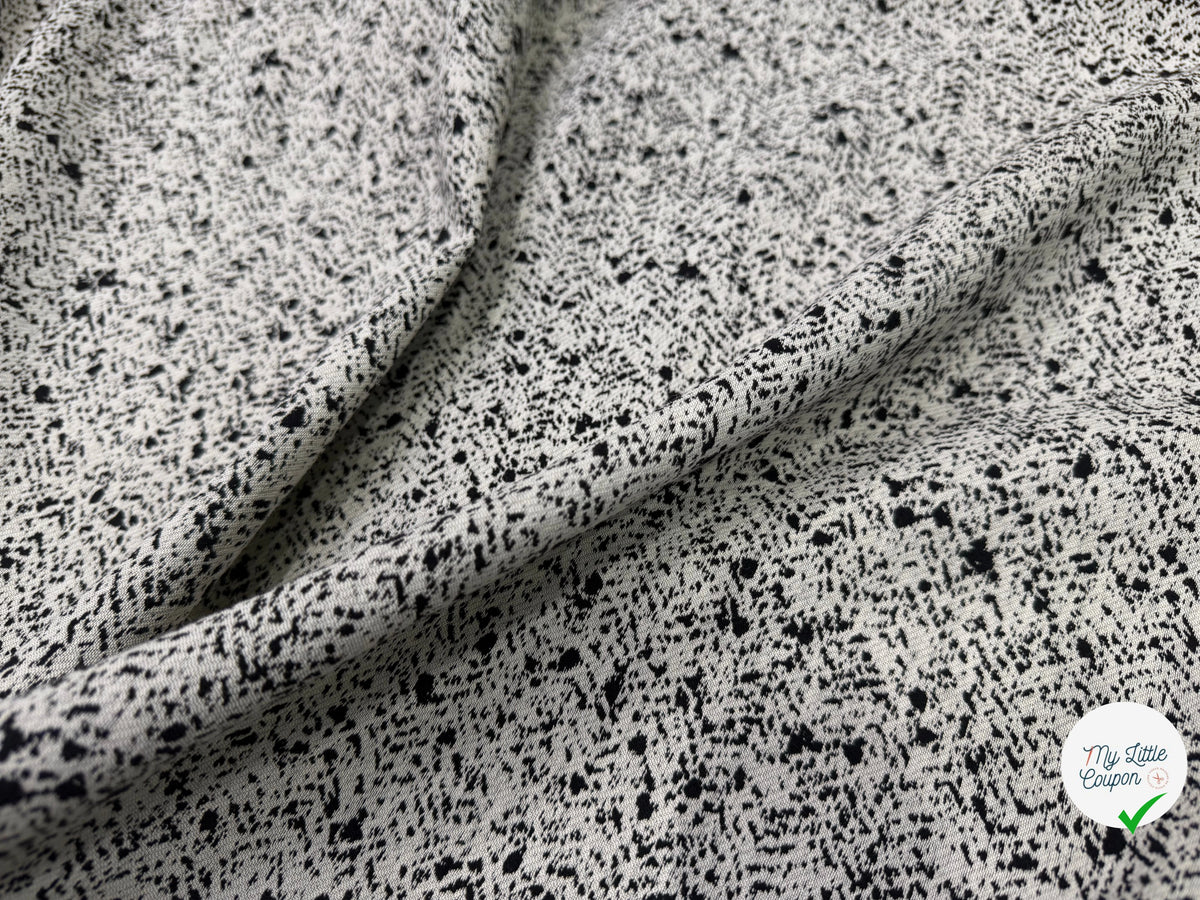 JACQUARD DE LAINE DOUBLE FACE MOUCHETÉ NOIR ET ÉCRU - My Little Coupon
