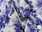 JACQUARD FLUIDE SERGÉ MOTIF ARBRES BLEU FOND ÉCRU - My Little Coupon