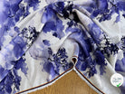 JACQUARD FLUIDE SERGÉ MOTIF ARBRES BLEU FOND ÉCRU - My Little Coupon