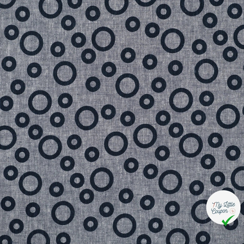 JACQUARD LIN COTON CERCLES DENIM — 55% LIN 45% COTON - My Little Coupon