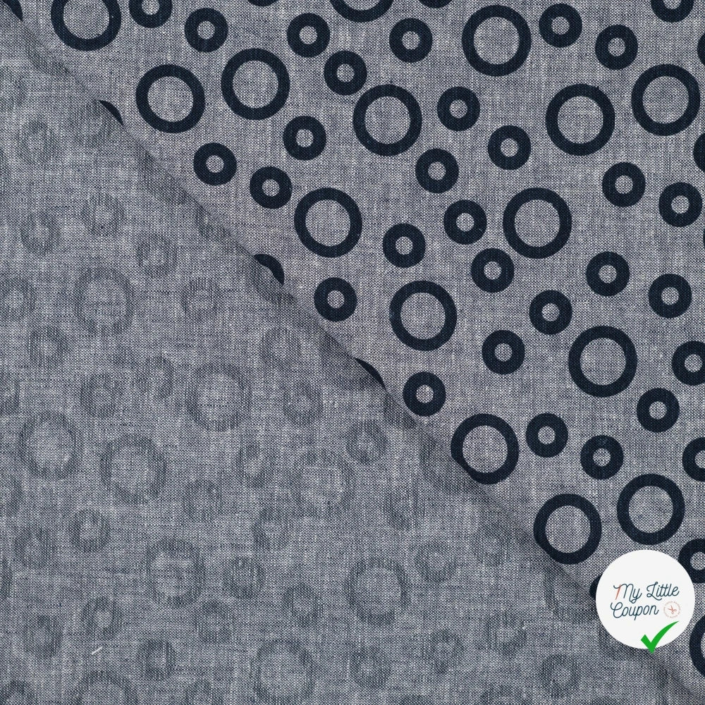 JACQUARD LIN COTON CERCLES DENIM — 55% LIN 45% COTON - My Little Coupon