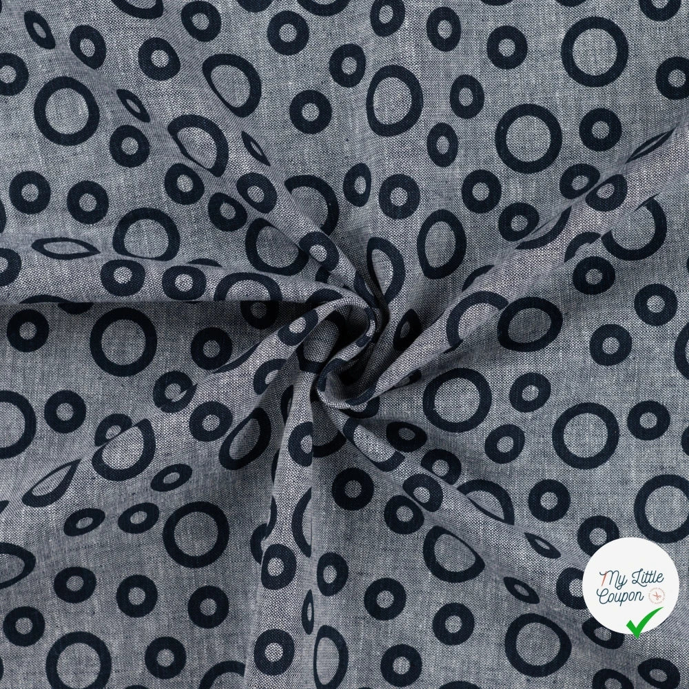 JACQUARD LIN COTON CERCLES DENIM — 55% LIN 45% COTON - My Little Coupon