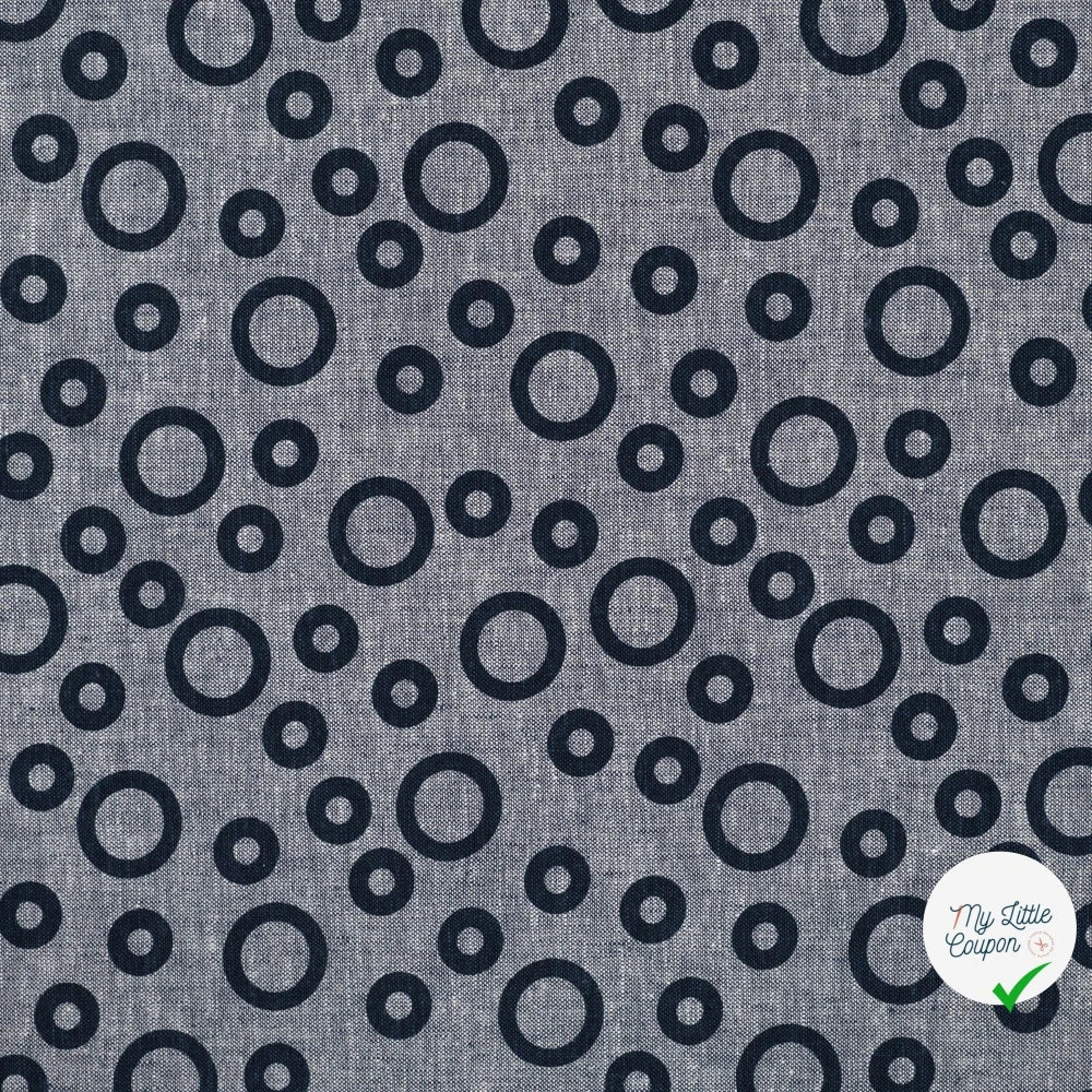 JACQUARD LIN COTON CERCLES DENIM — 55% LIN 45% COTON - My Little Coupon