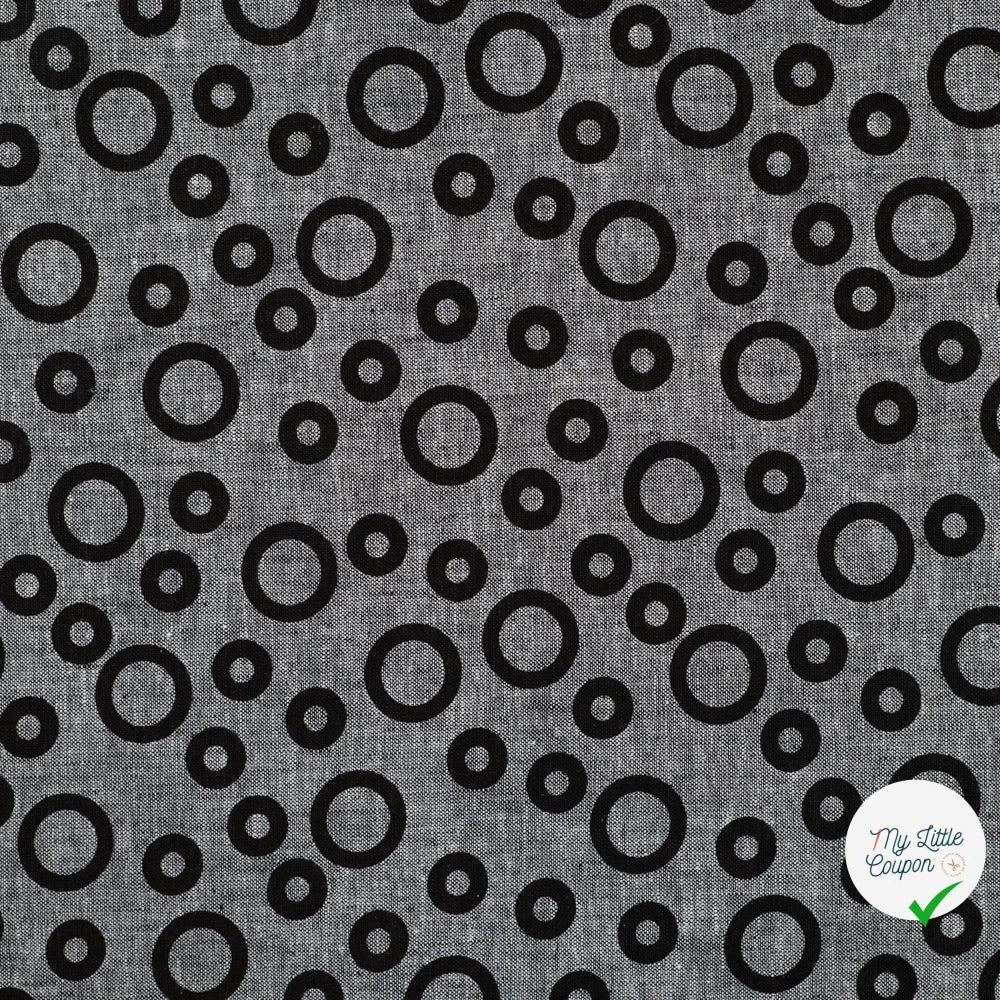 JACQUARD LIN COTON CERCLES NOIR — 55% LIN 45% COTON - My Little Coupon