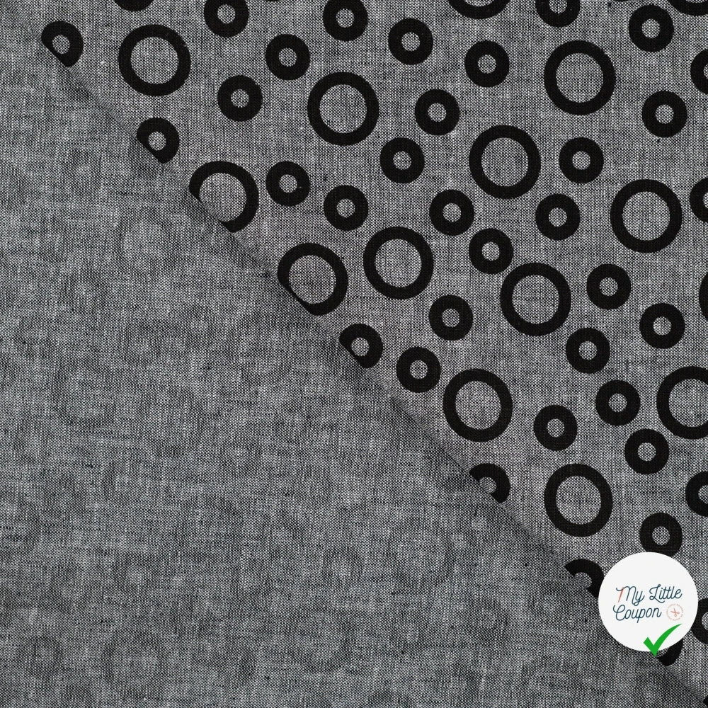 JACQUARD LIN COTON CERCLES NOIR — 55% LIN 45% COTON - My Little Coupon